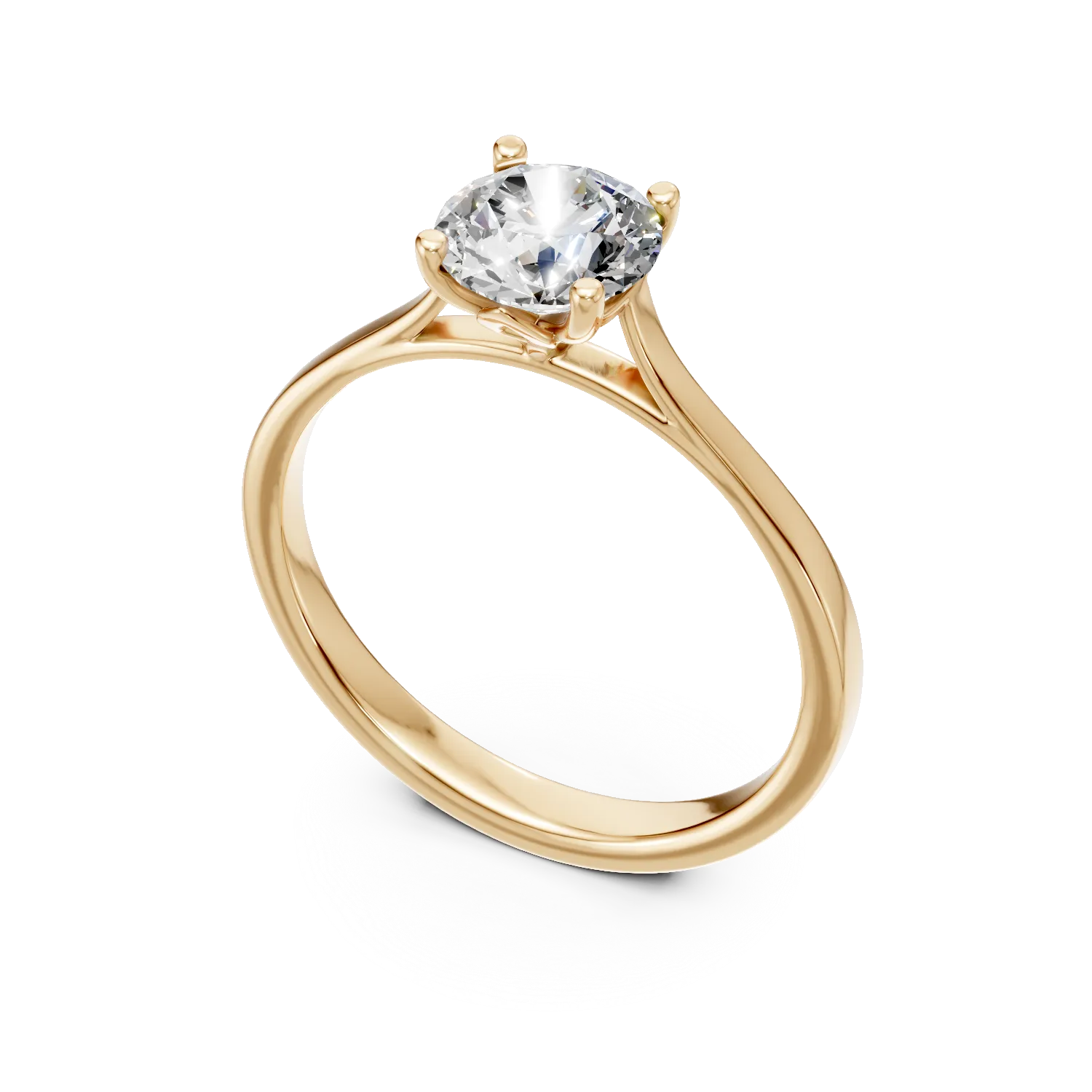 Inel de logodna din aur galben cu diamant de 1.6ct creat in laborator