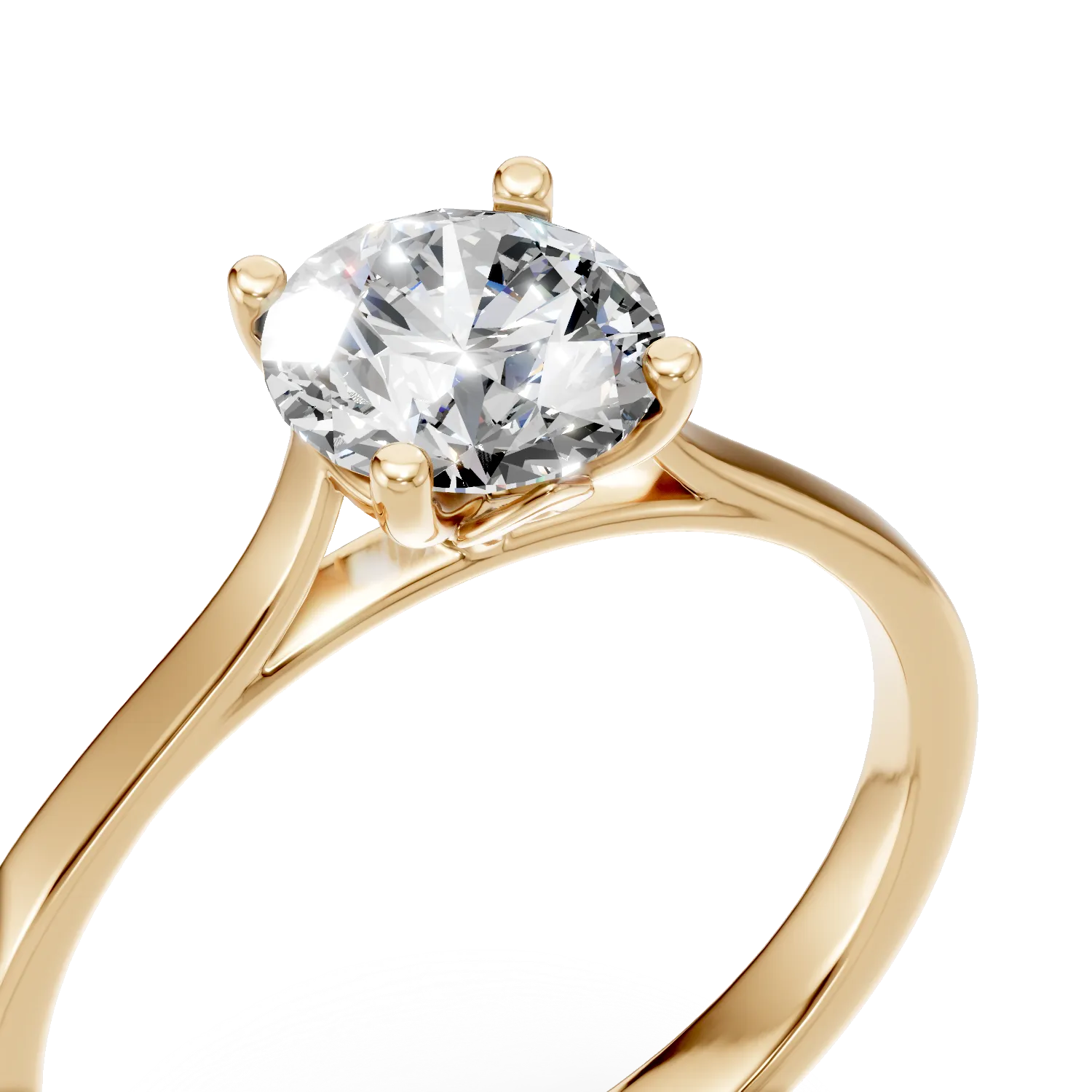 Inel de logodna din aur galben cu diamant de 1.6ct creat in laborator