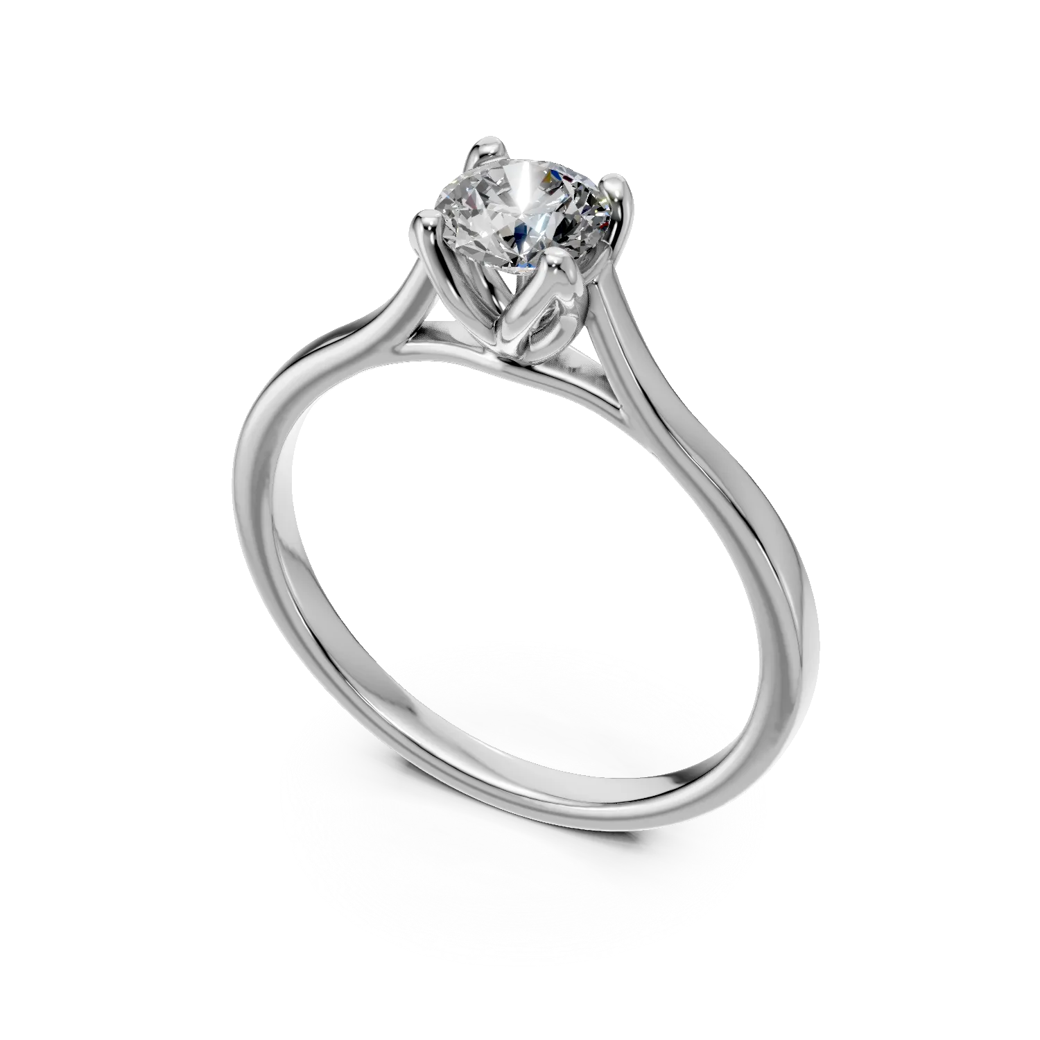 Inel de logodna din aur alb cu diamant de 0.5ct creat in laborator