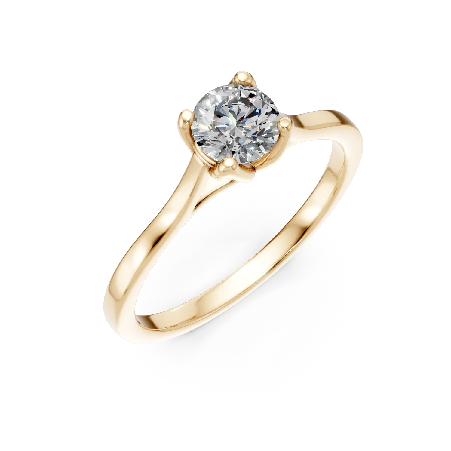 Inel de logodna din aur galben cu diamant de 0.5ct creat in laborator