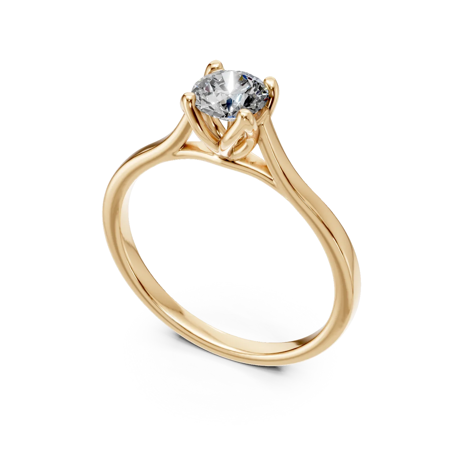 Inel de logodna din aur galben cu diamant de 0.5ct creat in laborator