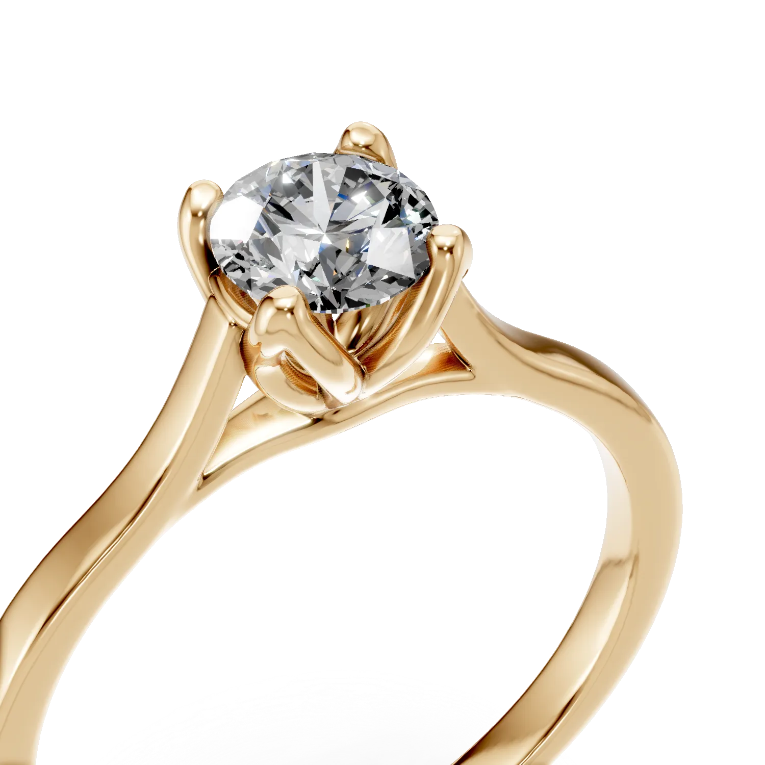 Inel de logodna din aur galben cu diamant de 0.5ct creat in laborator