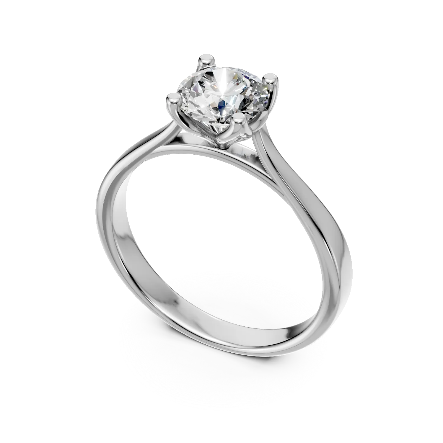 Inel de logodna din aur alb cu diamant solitaire de 1ct creat in laborator