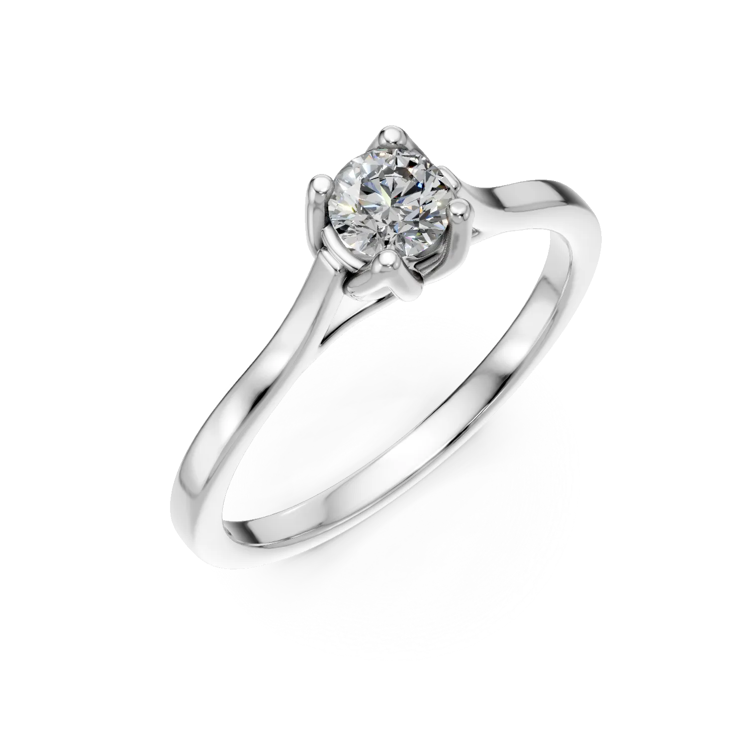 Inel de logodna din aur alb cu diamant solitaire de 0.3ct creat in laborator