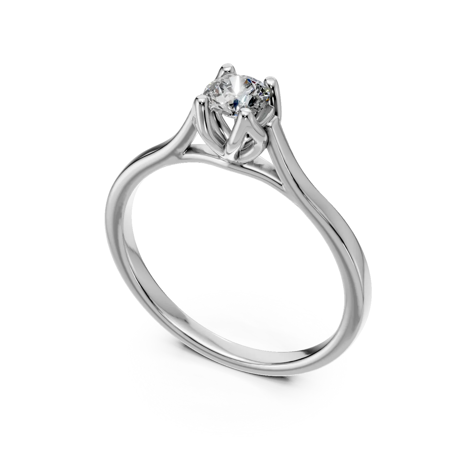 Inel de logodna din aur alb cu diamant solitaire de 0.3ct creat in laborator