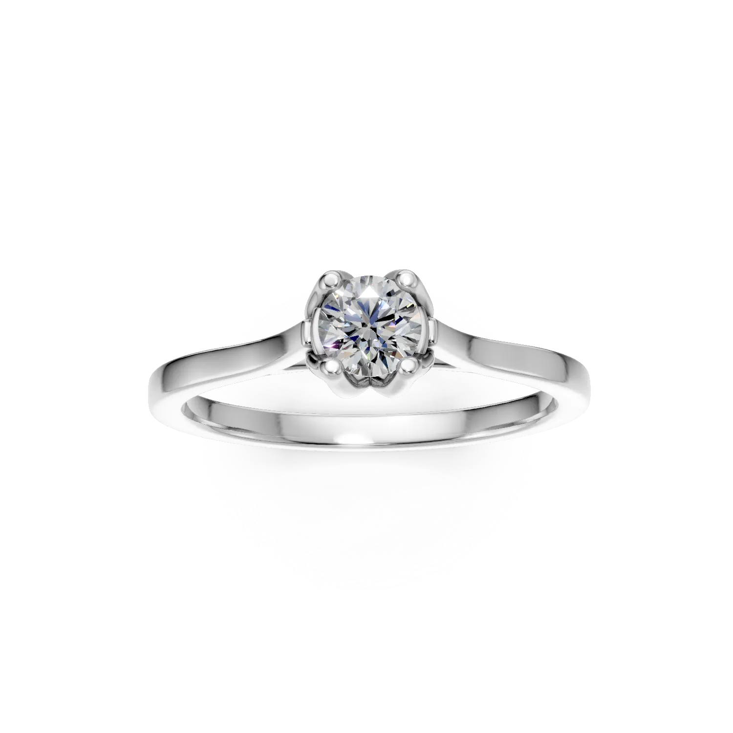 Inel de logodna din aur alb cu diamant solitaire de 0.3ct creat in laborator