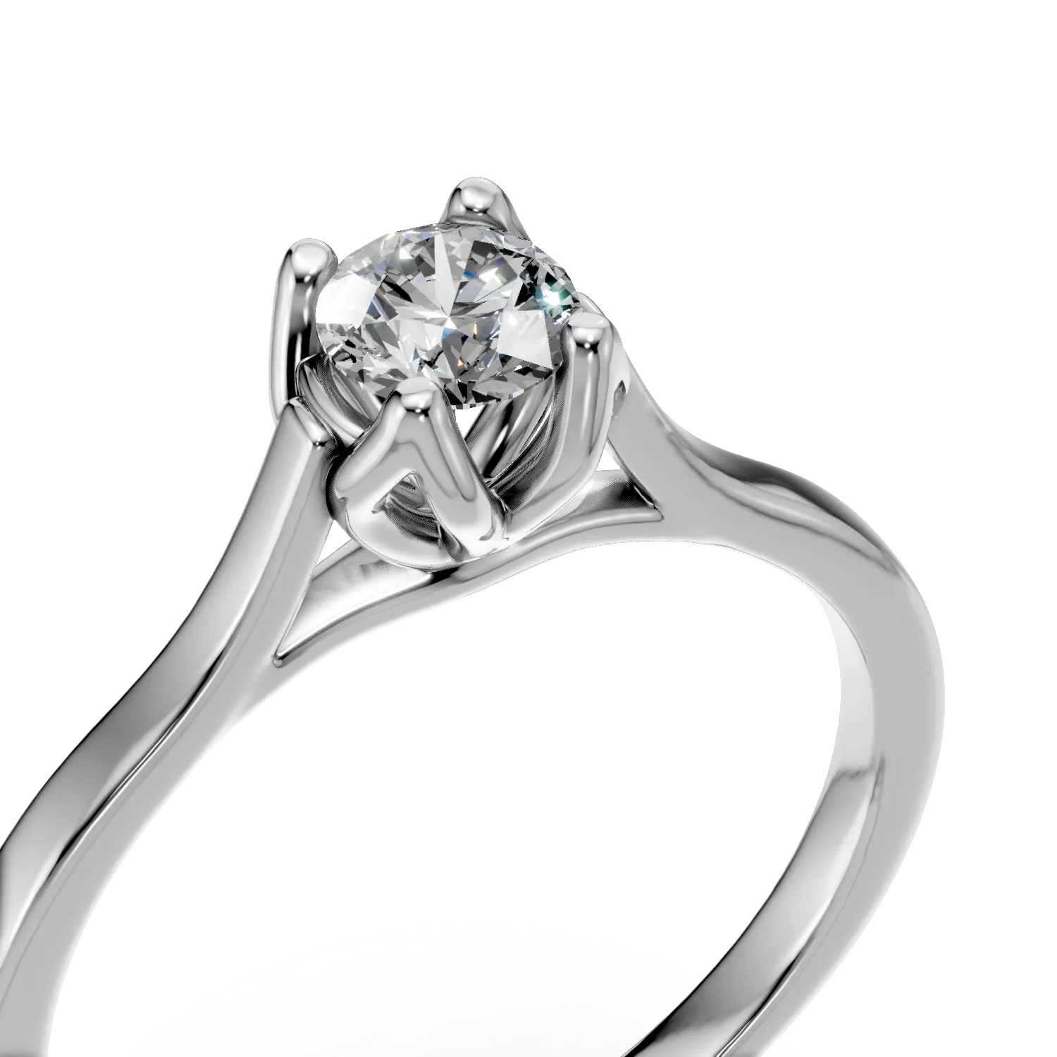 Inel de logodna din aur alb cu diamant solitaire de 0.3ct creat in laborator
