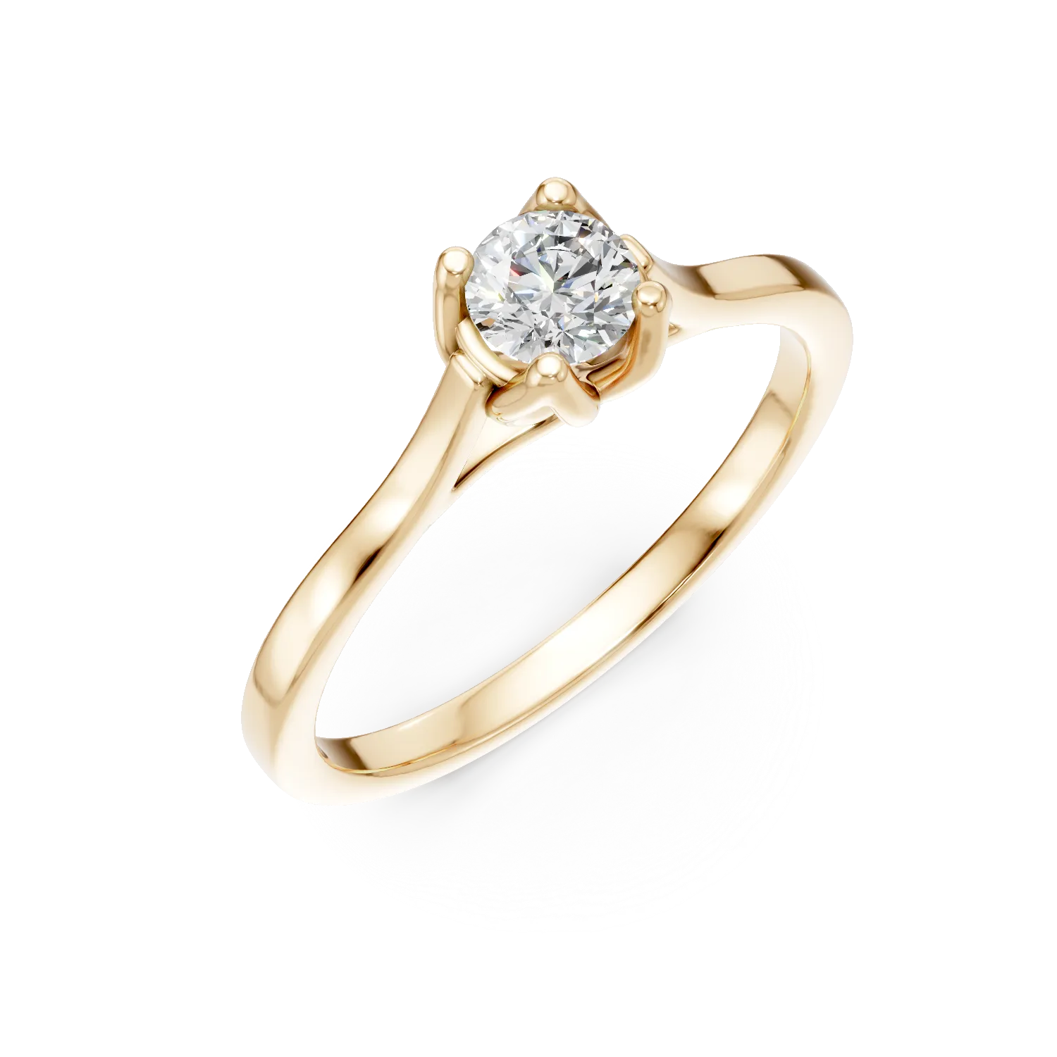 Inel de logodna din aur galben cu diamant solitaire de 0.3ct creat in laborator