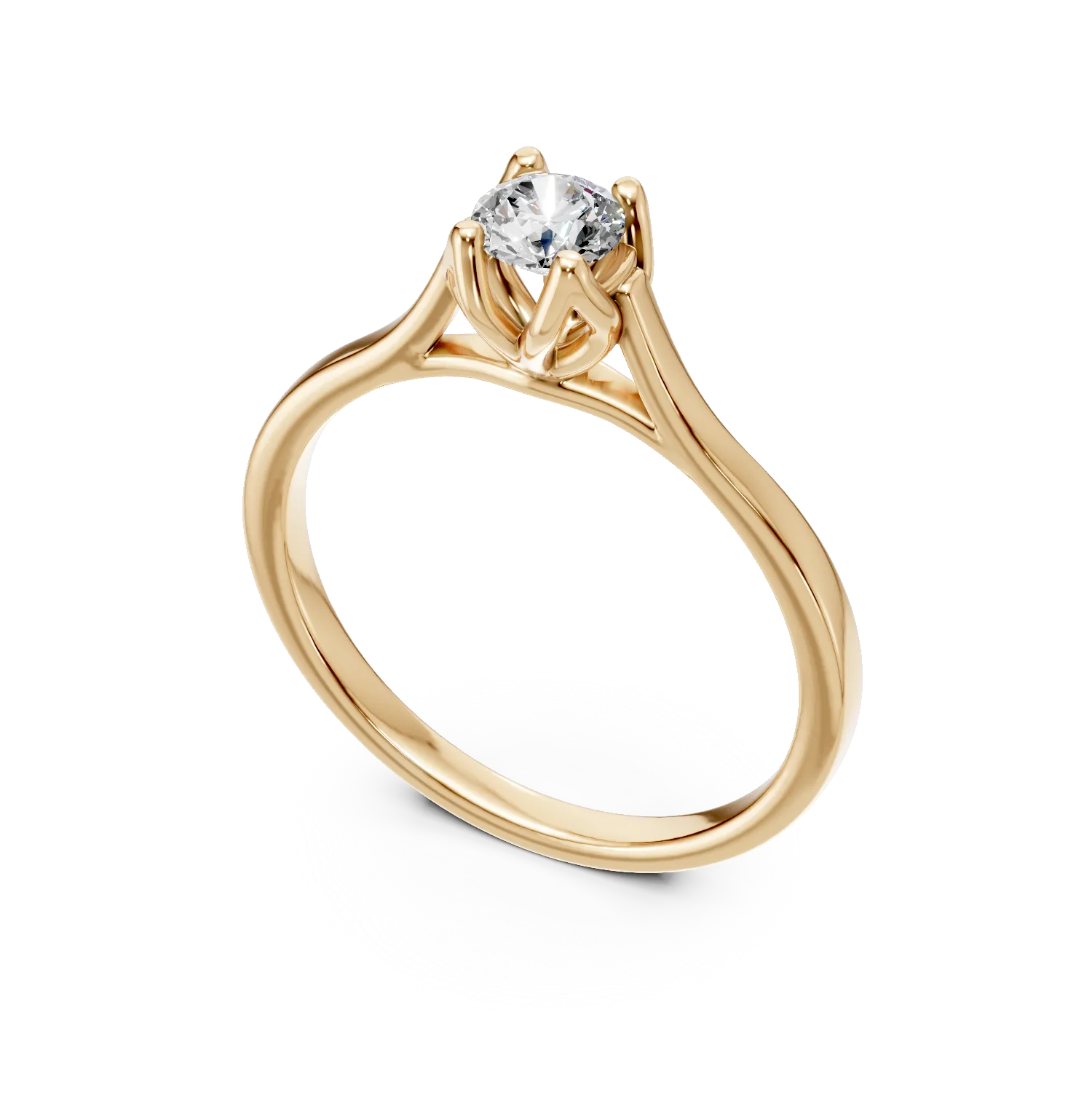 Inel de logodna din aur galben cu diamant solitaire de 0.3ct creat in laborator