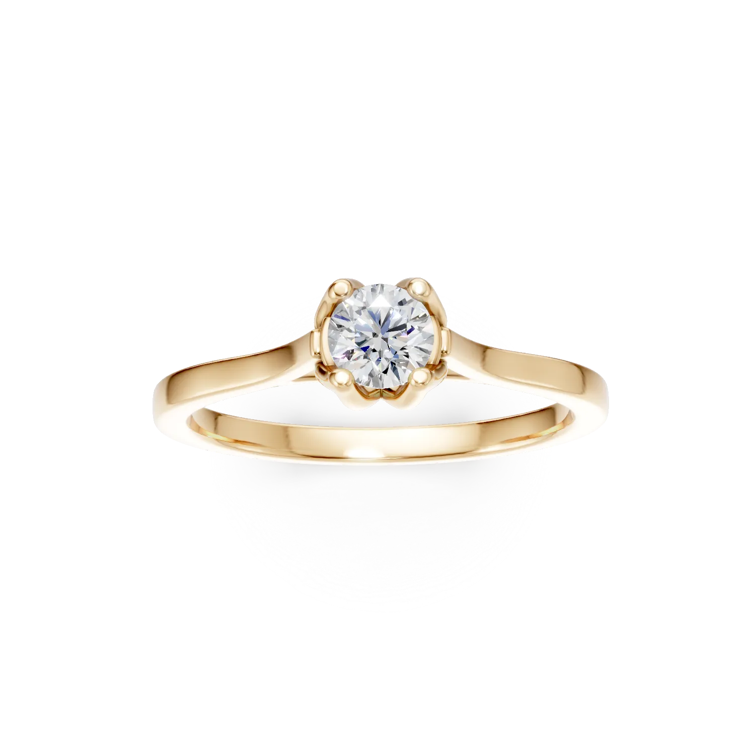 Inel de logodna din aur galben cu diamant solitaire de 0.3ct creat in laborator