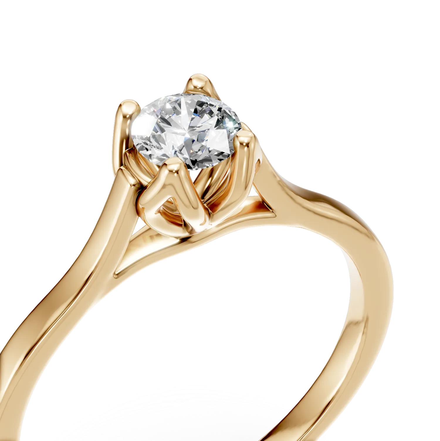 Inel de logodna din aur galben cu diamant solitaire de 0.3ct creat in laborator