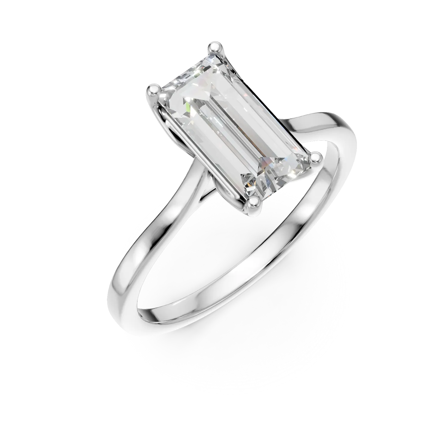 Inel de logodna din aur alb cu diamant solitaire de 1.5ct creat in laborator