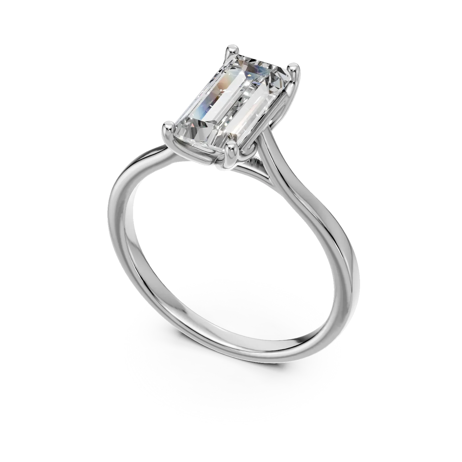 Inel de logodna din aur alb cu diamant solitaire de 1.5ct creat in laborator