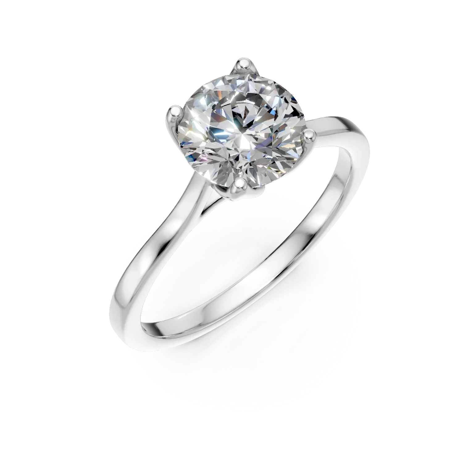 Inel de logodna din aur alb cu diamant solitaire de 1.5ct creat in laborator