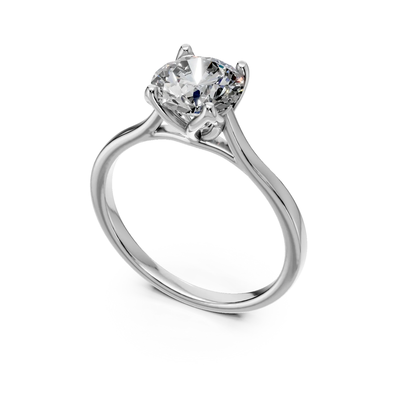 Inel de logodna din aur alb cu diamant solitaire de 1.5ct creat in laborator