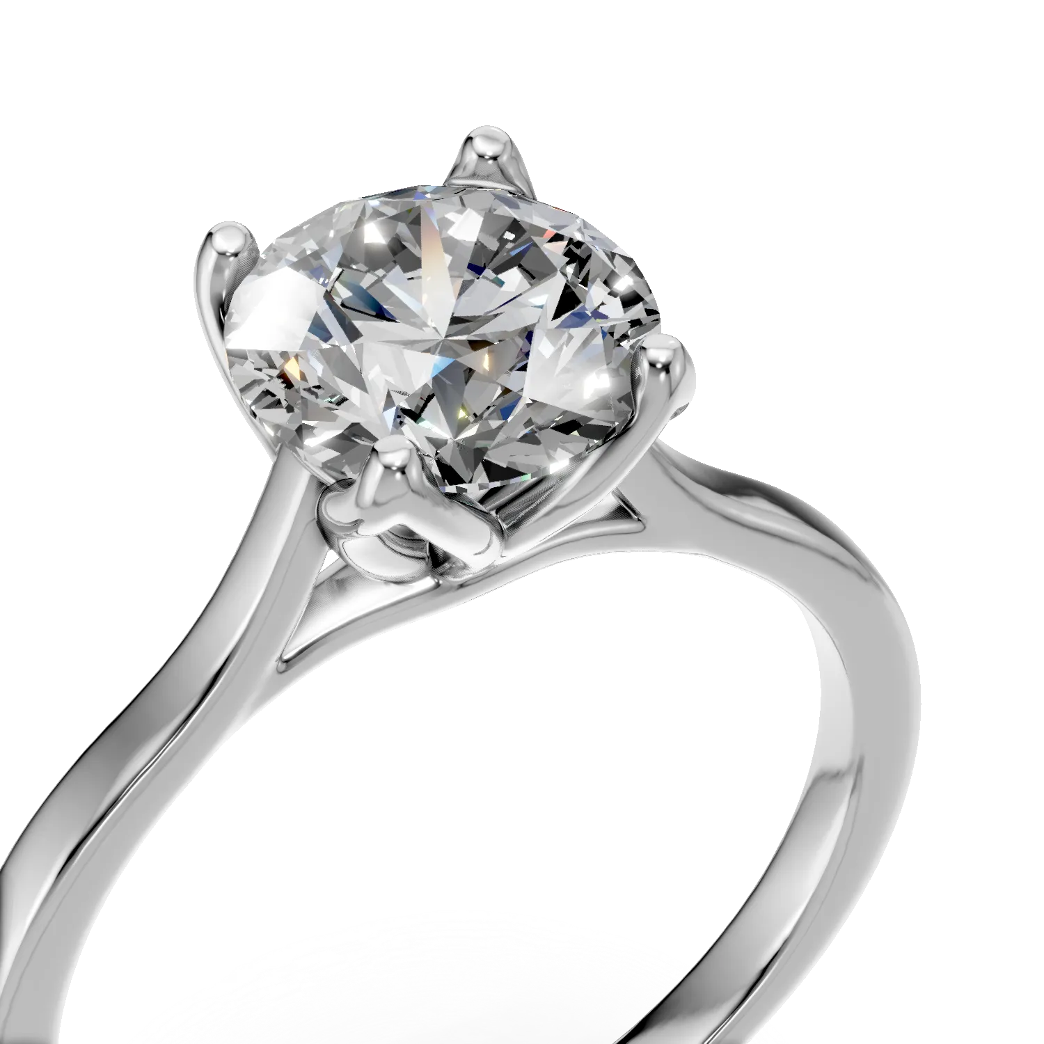Inel de logodna din aur alb cu diamant solitaire de 1.5ct creat in laborator
