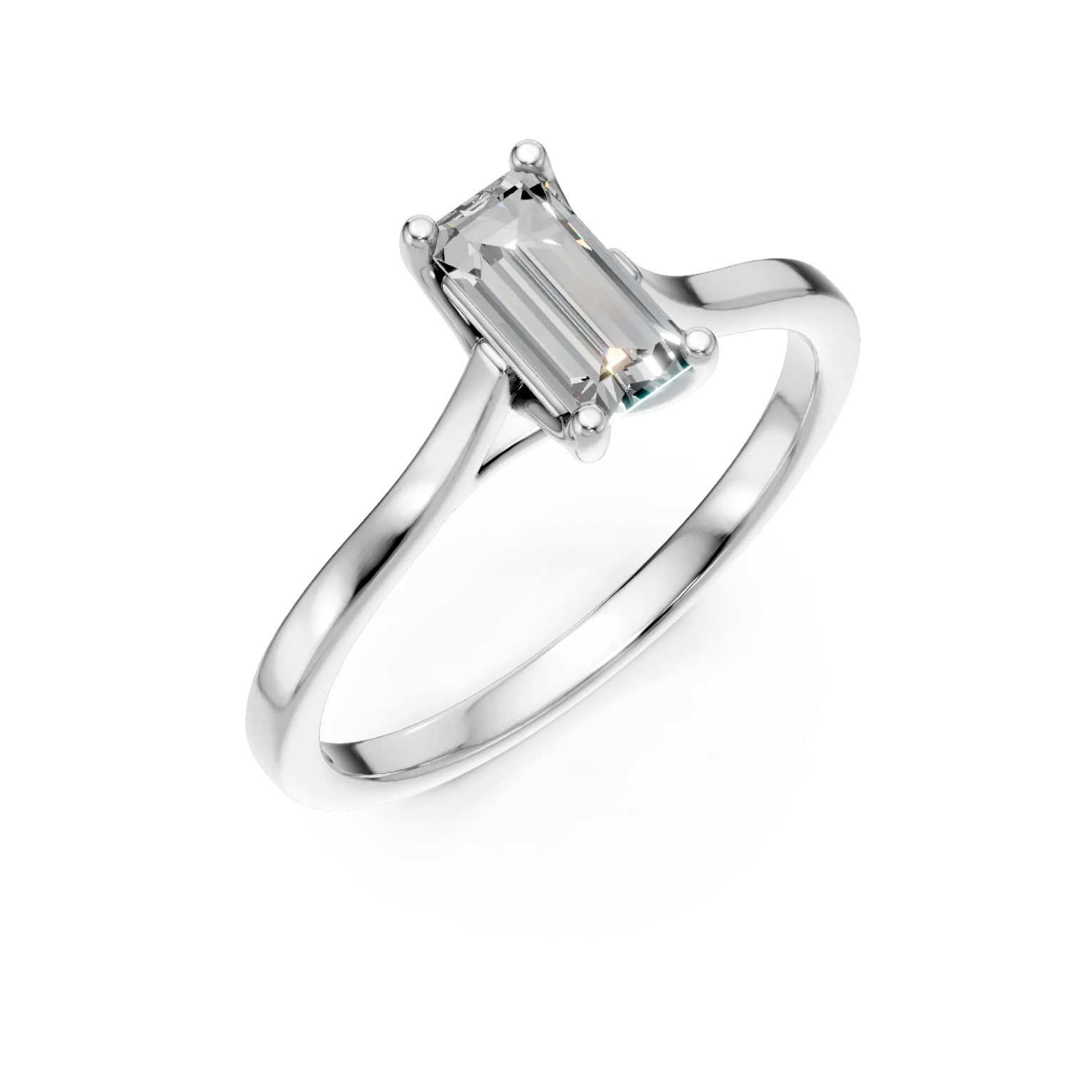 Inel de logodna din aur alb cu diamant de 0.5ct creat in laborator