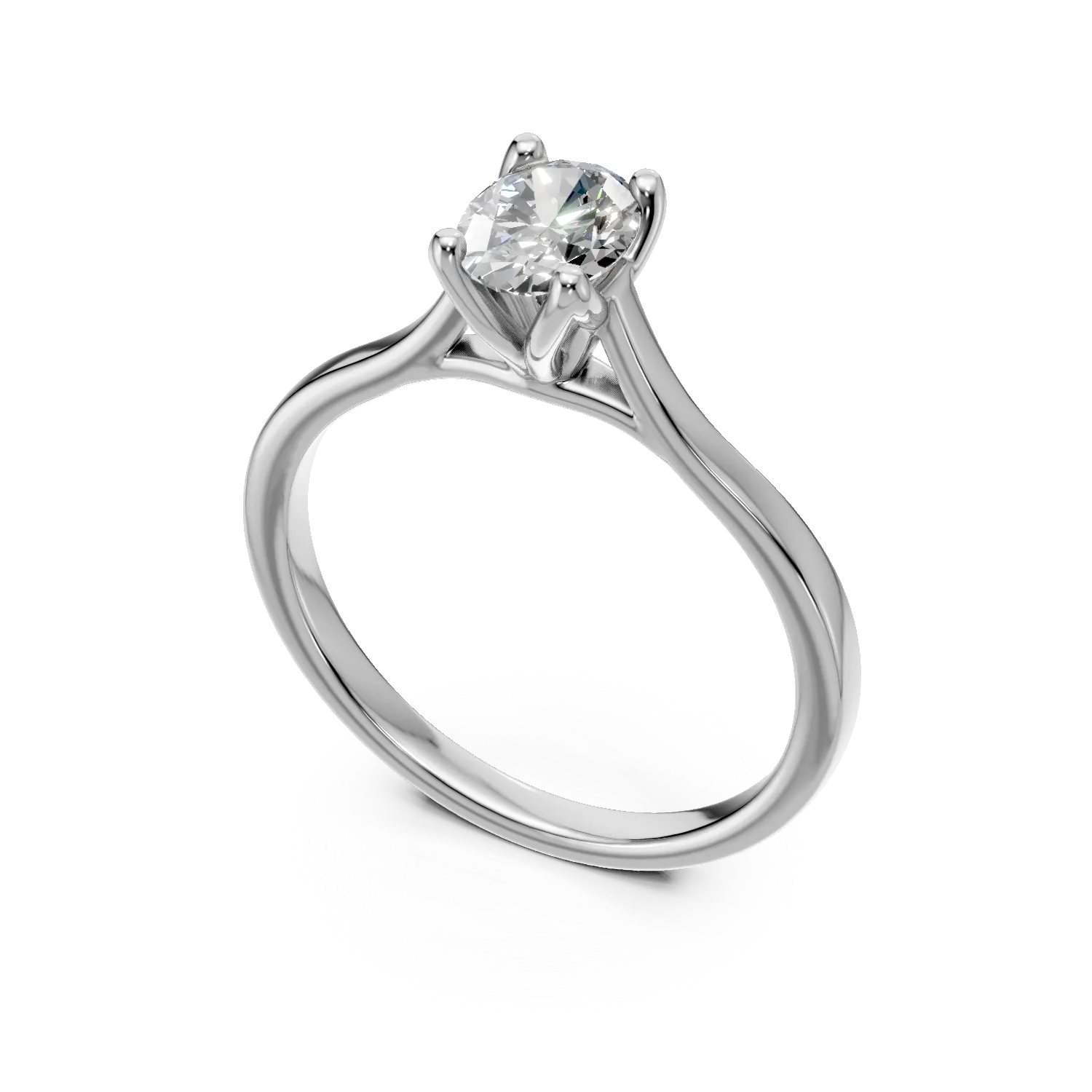 Inel de logodna din aur alb cu diamant solitaire de 0.3ct creat in laborator