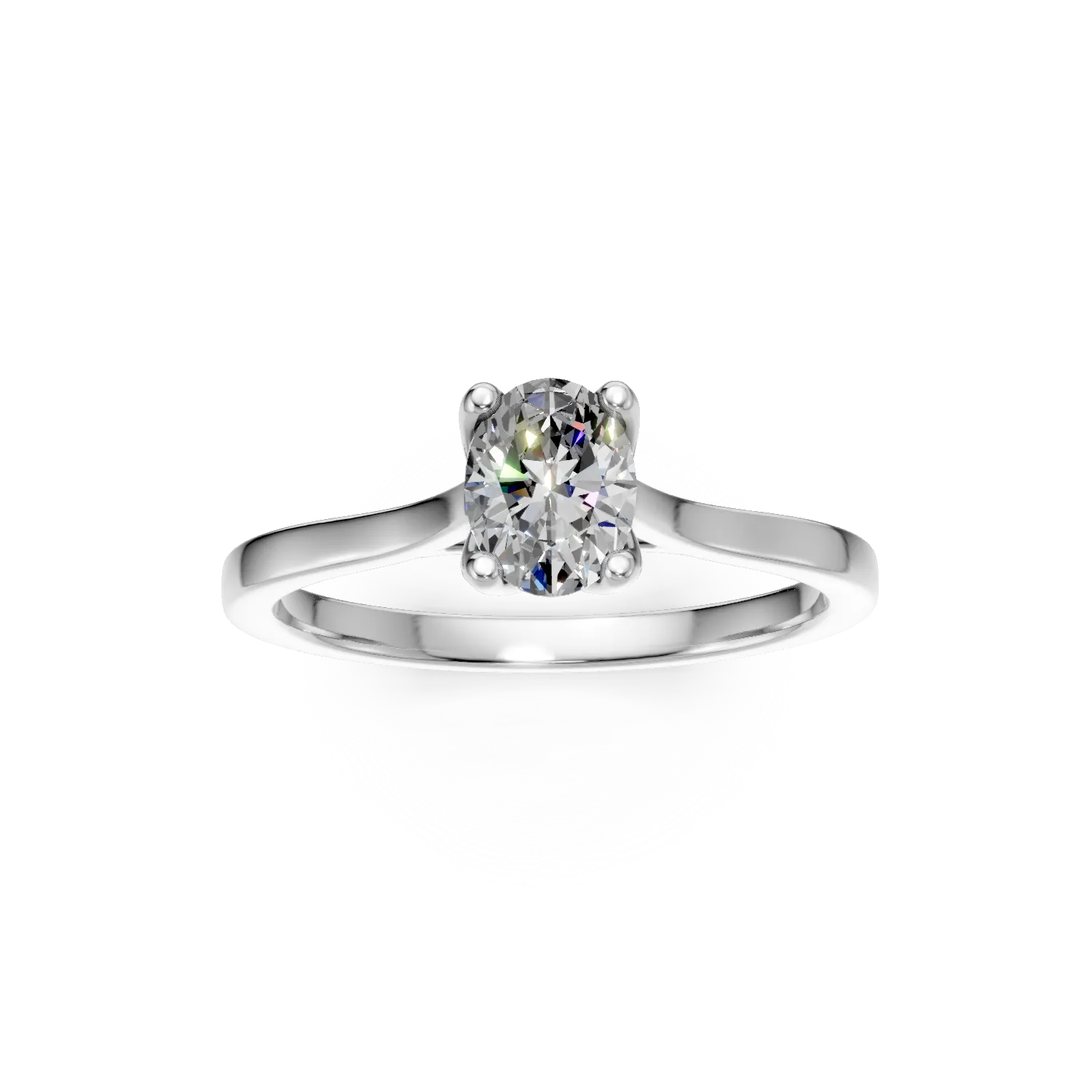 Inel de logodna din aur alb cu diamant solitaire de 0.3ct creat in laborator