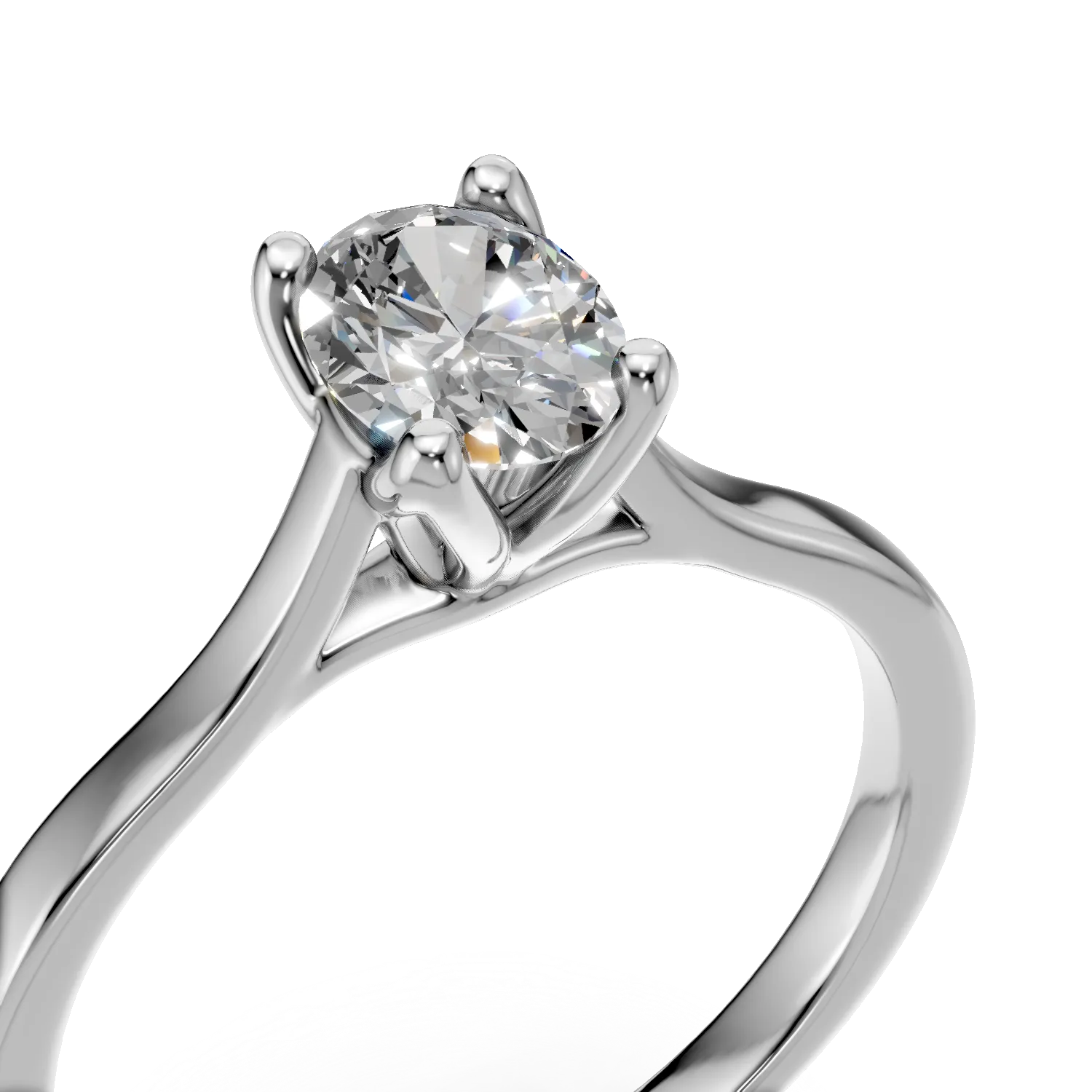 Inel de logodna din aur alb cu diamant solitaire de 0.3ct creat in laborator