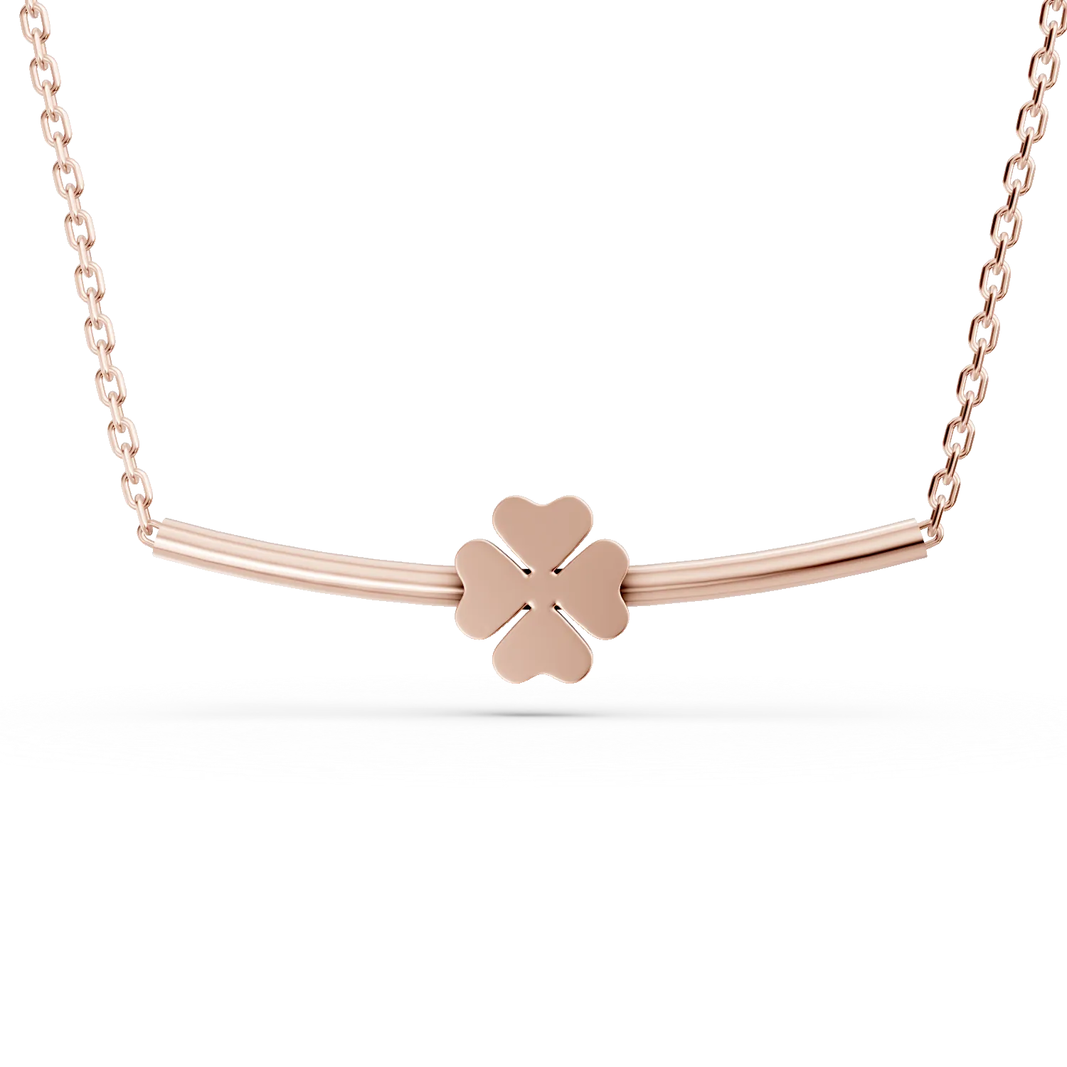 Colier minimalist cu detaliu floral din argint roz