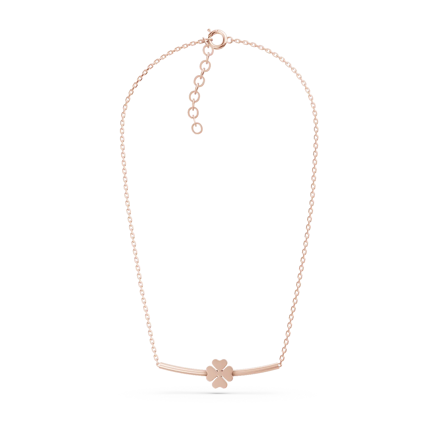 Colier minimalist cu detaliu floral din argint roz