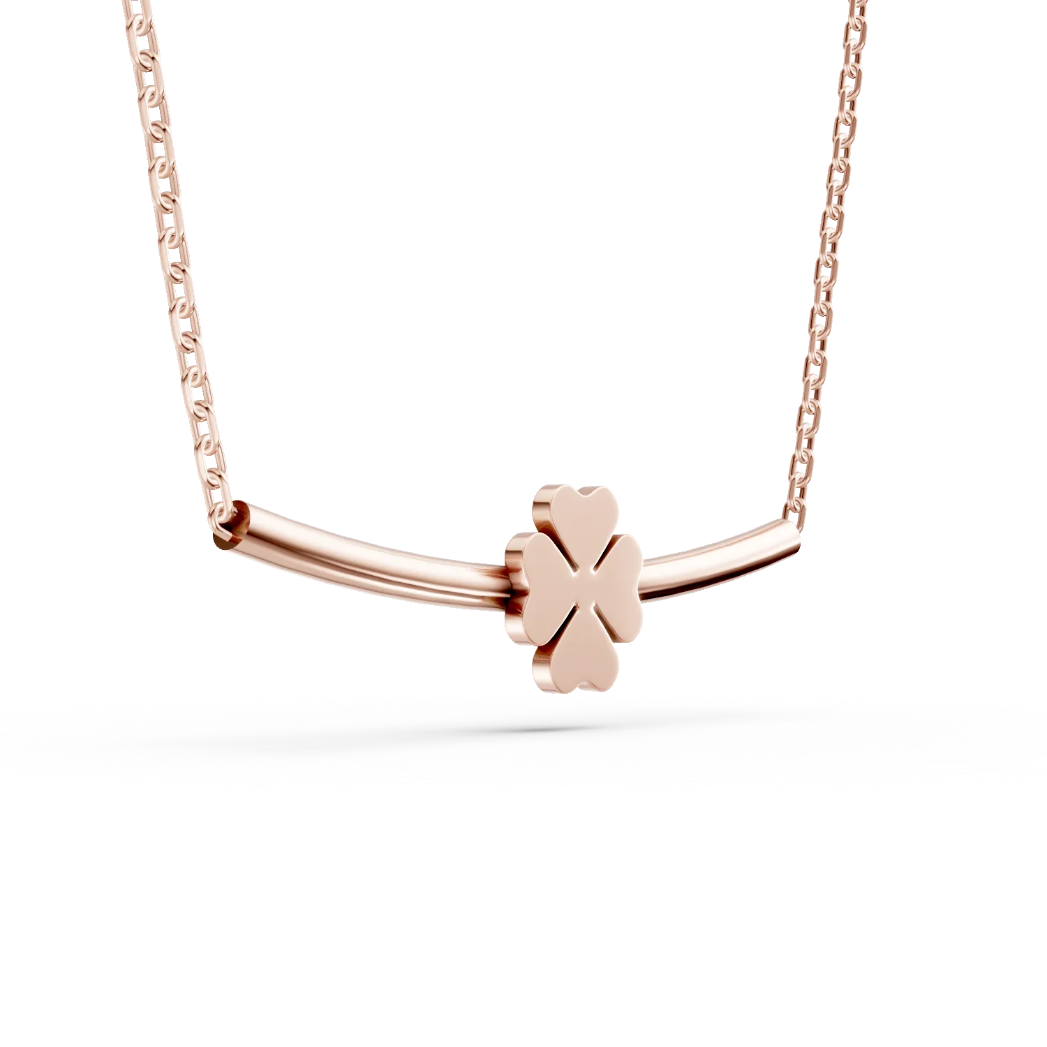 Colier minimalist cu detaliu floral din argint roz