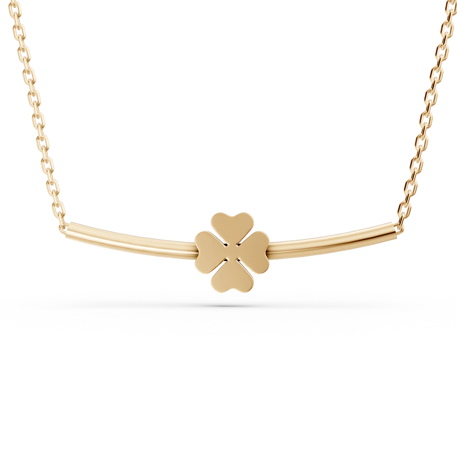 Colier minimalist cu detaliu floral din argint galben