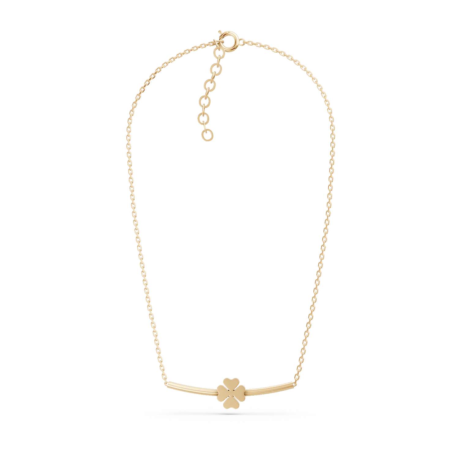 Colier minimalist cu detaliu floral din argint galben