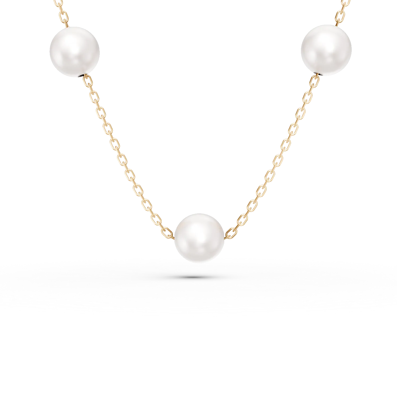 Lant din argint galben cu perle sintetice