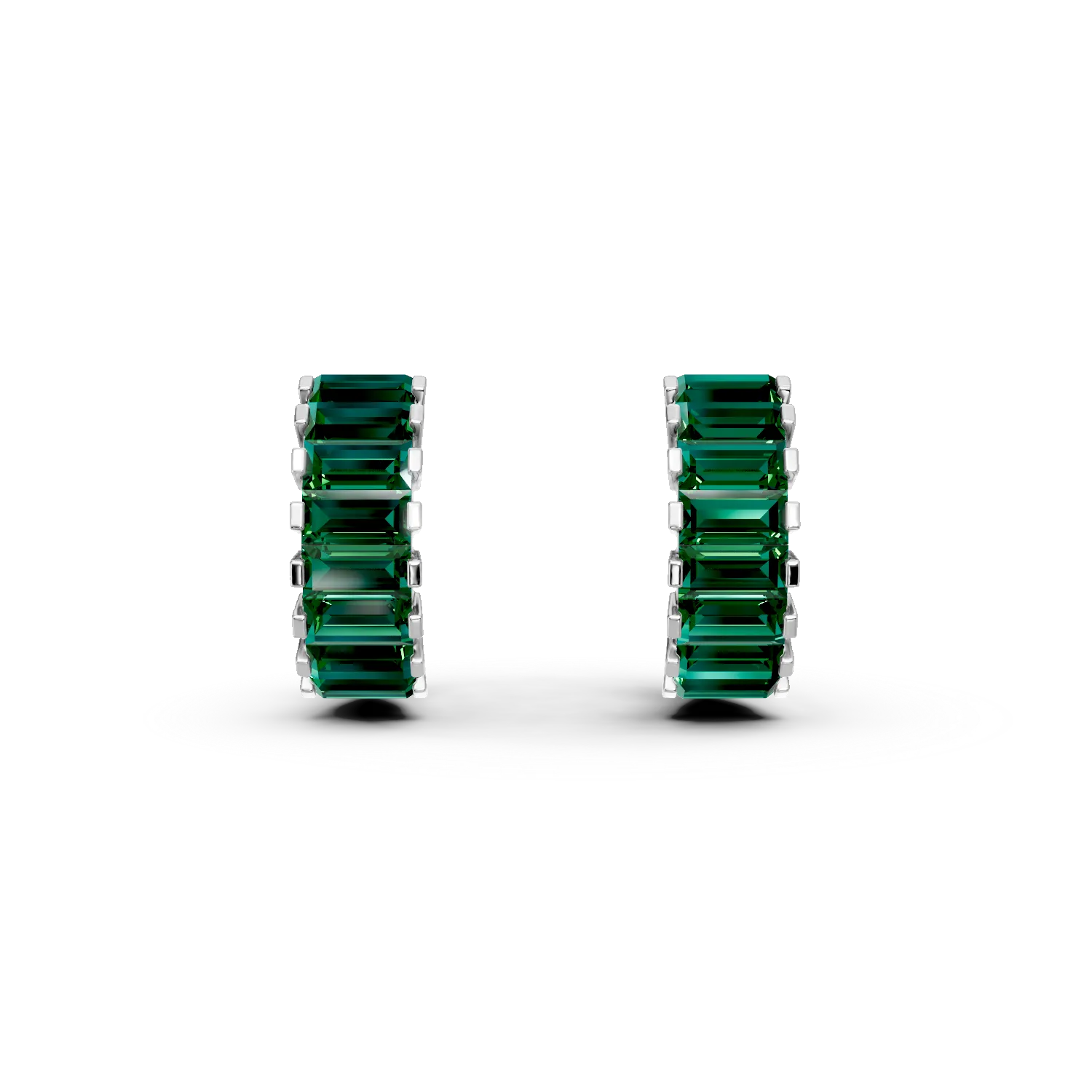 Cercei creole din argint cu zirconii verzi