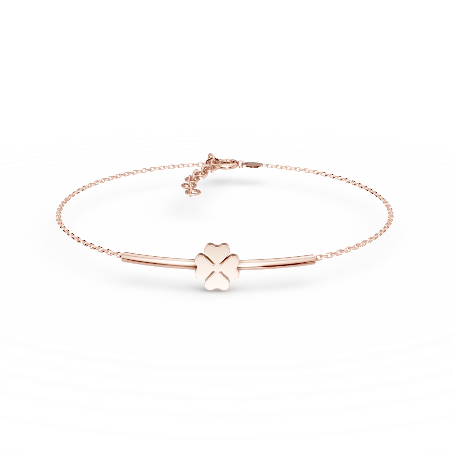 Bratara cu pandantiv trifoi din argint roz