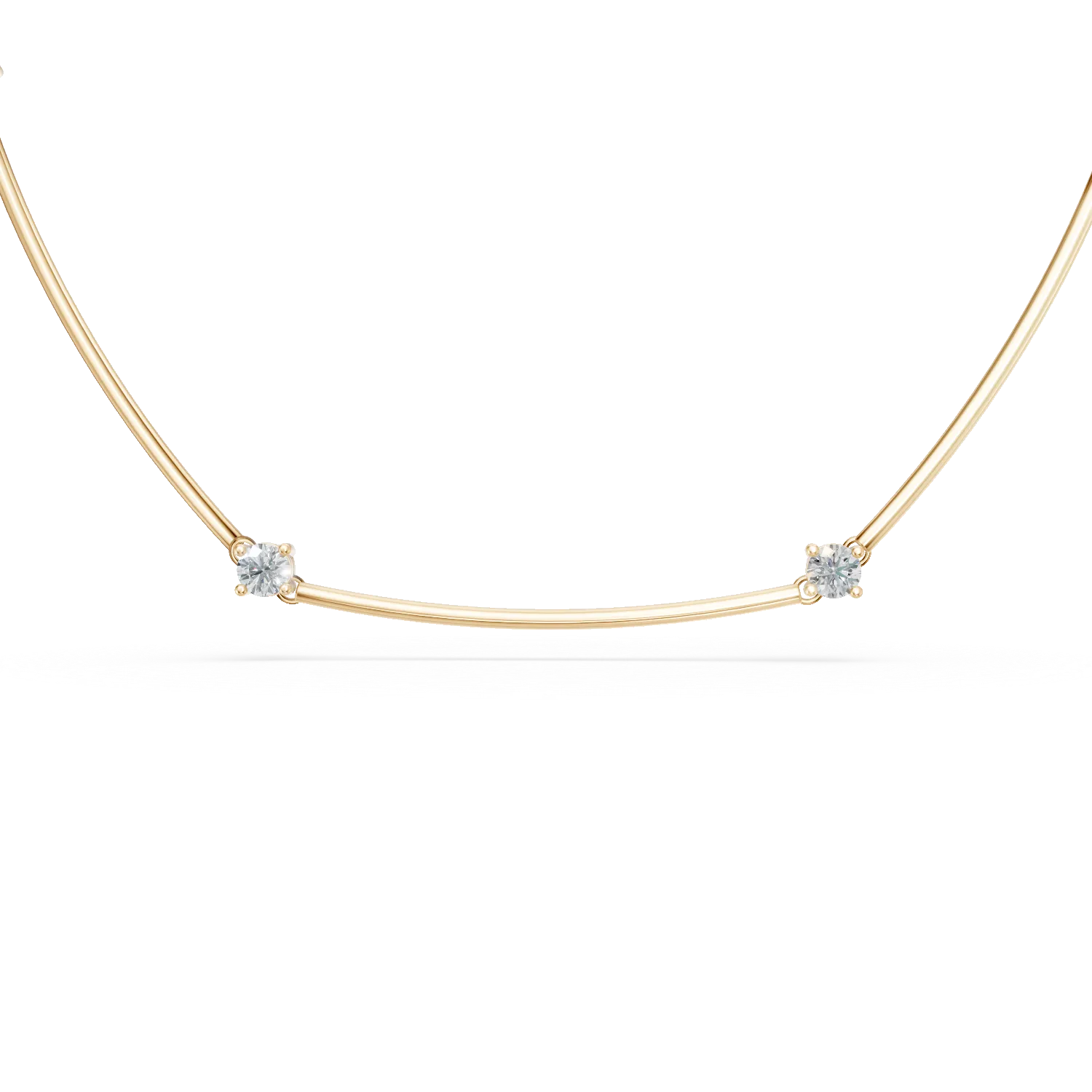 Colier din argint galben cu detalii minimaliste si zirconii