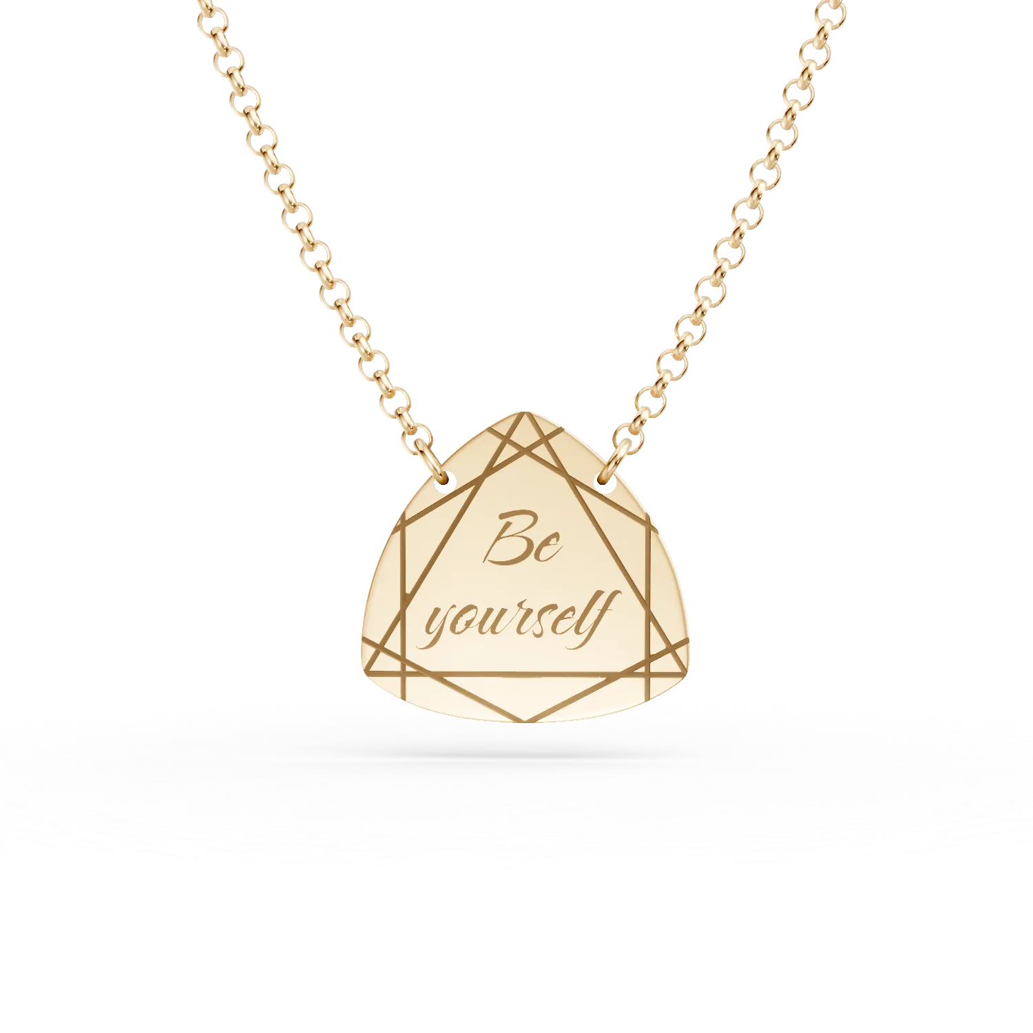 Lant cu pandantiv geometric din argint galben Be Yourself - imagine 7
