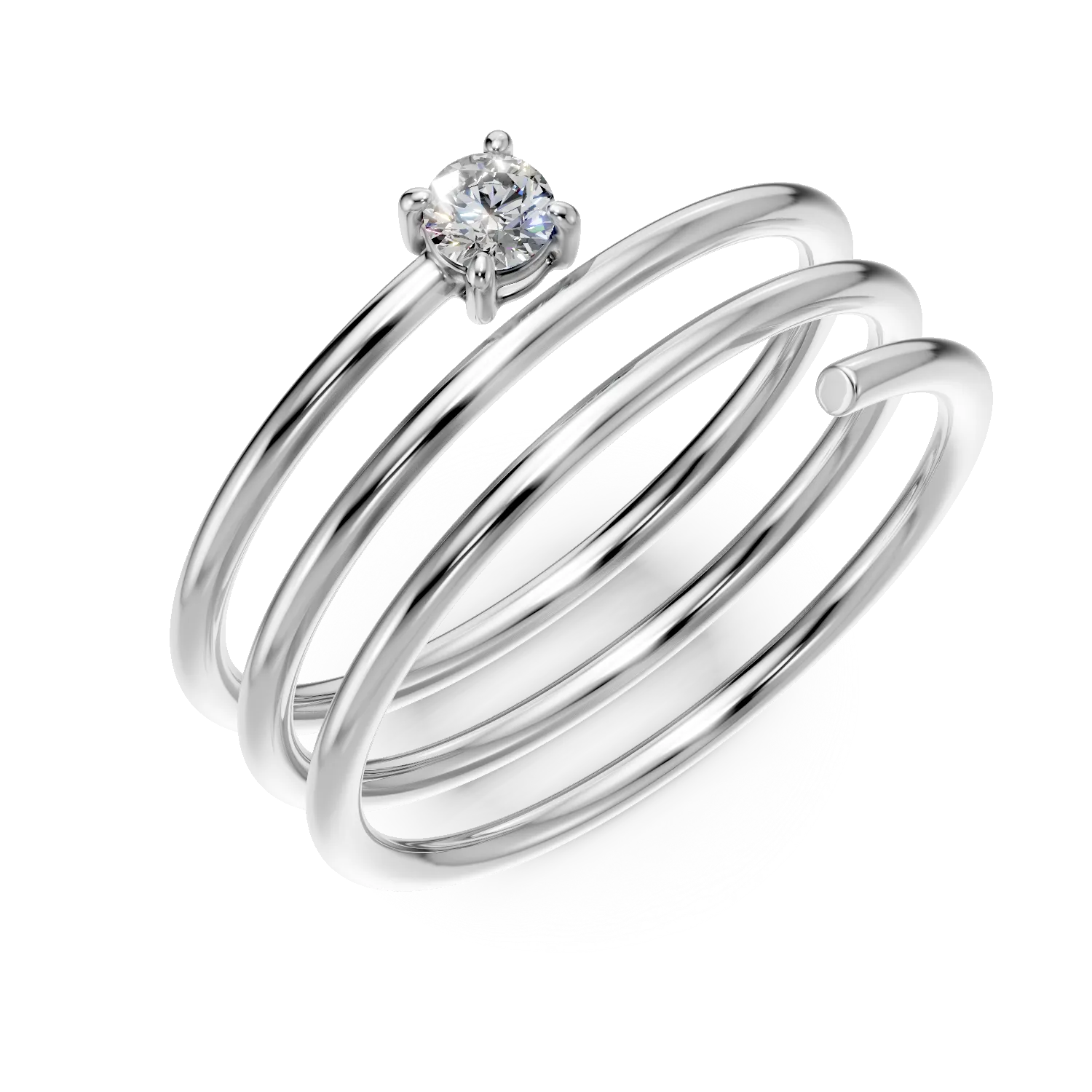 Inel geometric din argint cu zirconia