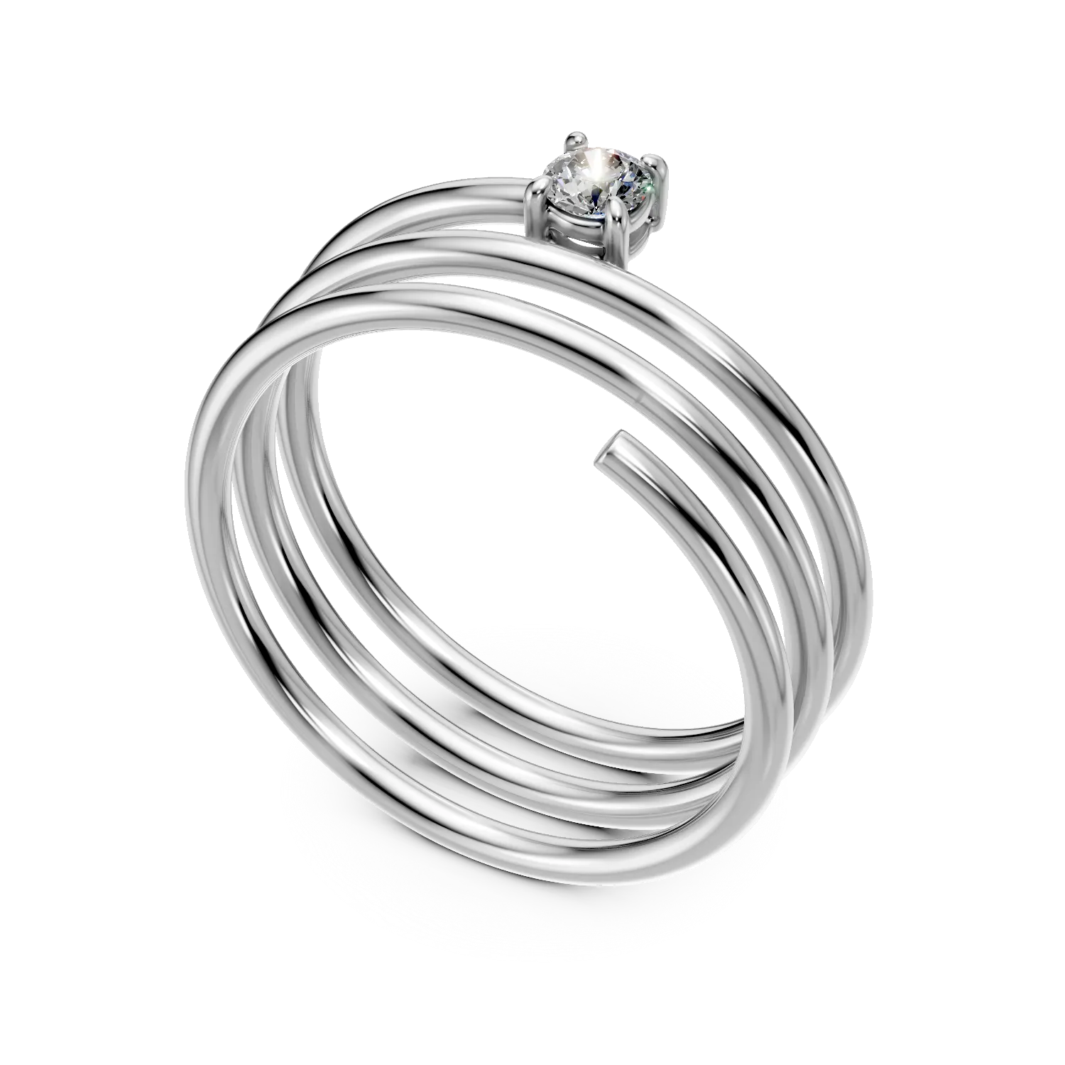 Inel geometric din argint cu zirconia