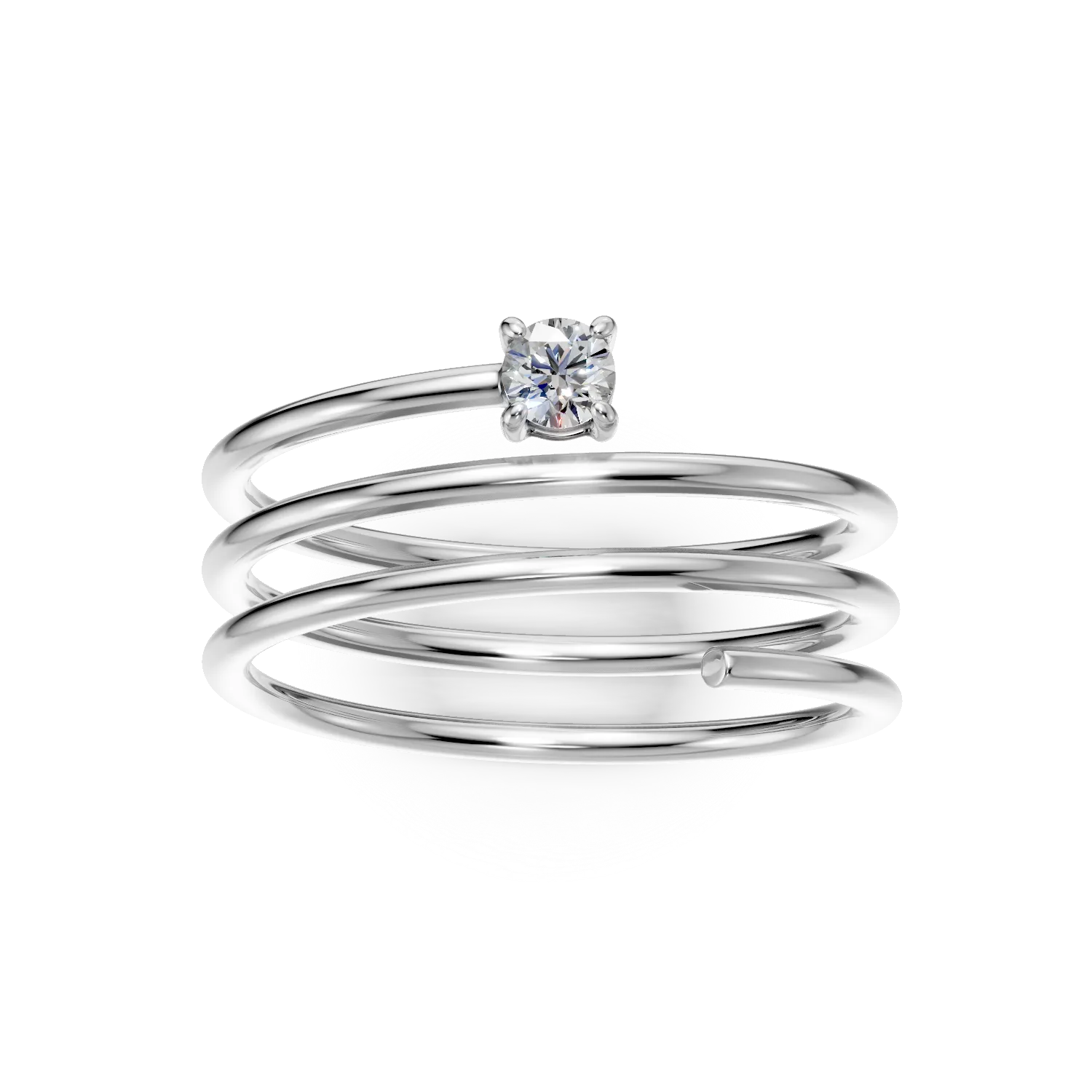 Inel geometric din argint cu zirconia