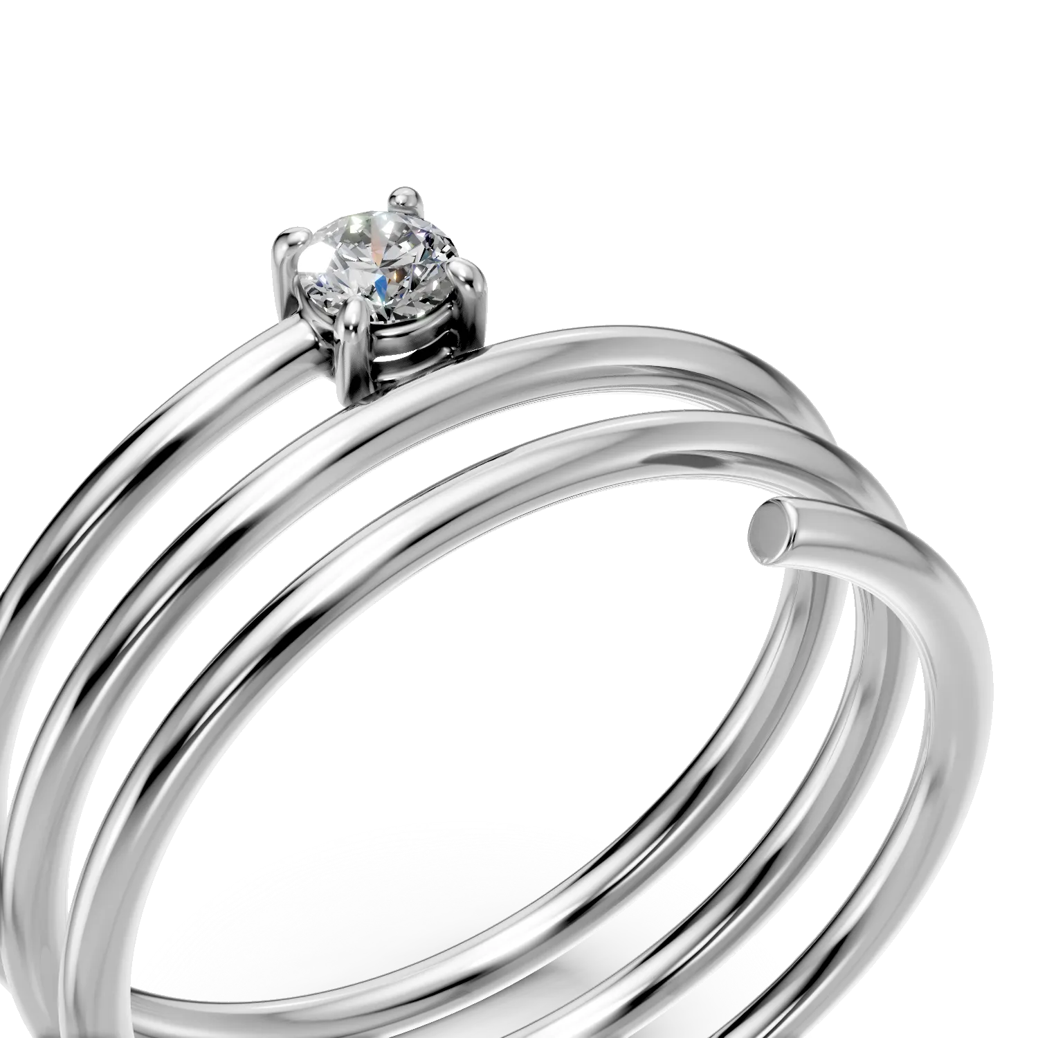 Inel geometric din argint cu zirconia