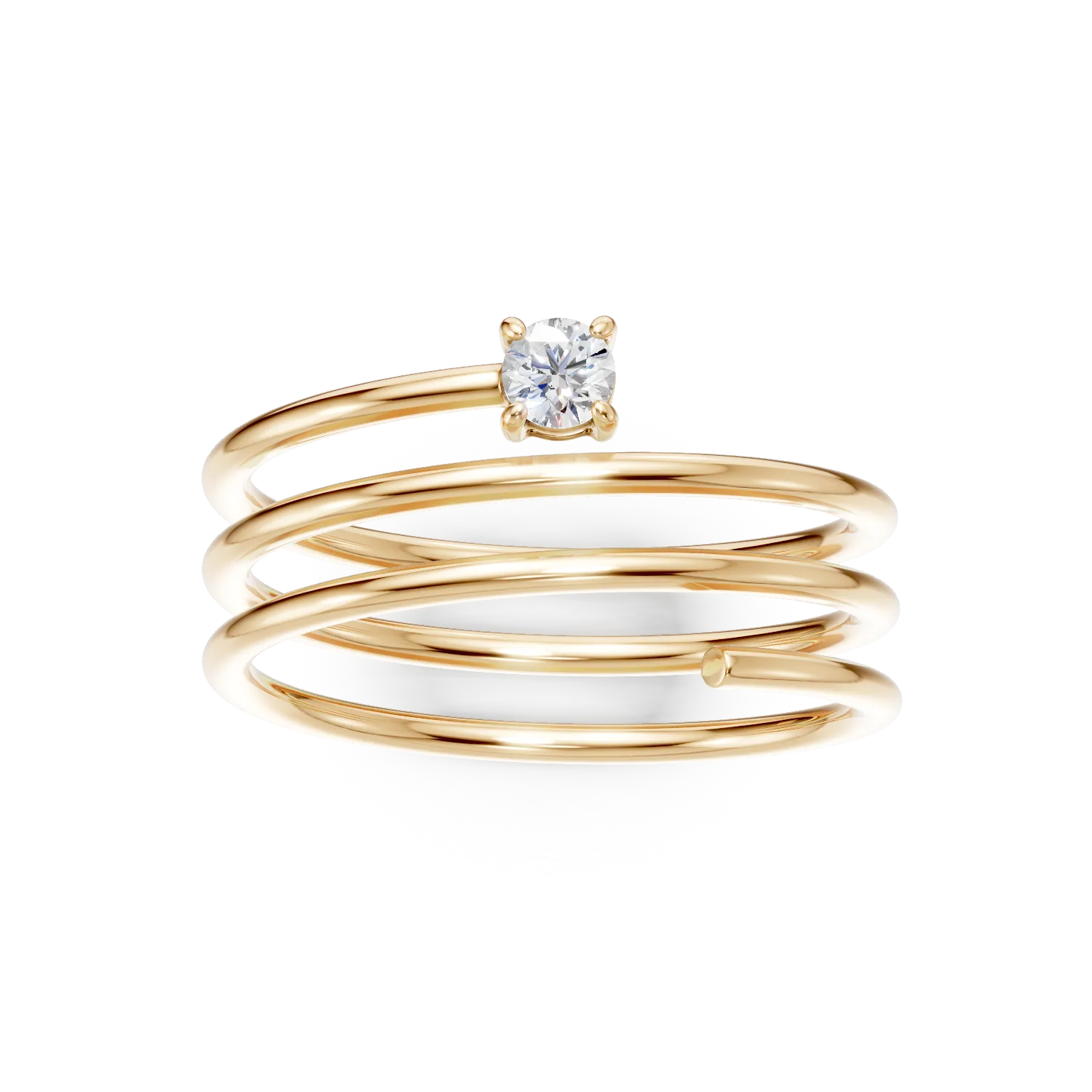 Inel geometric din argint galben cu zirconia