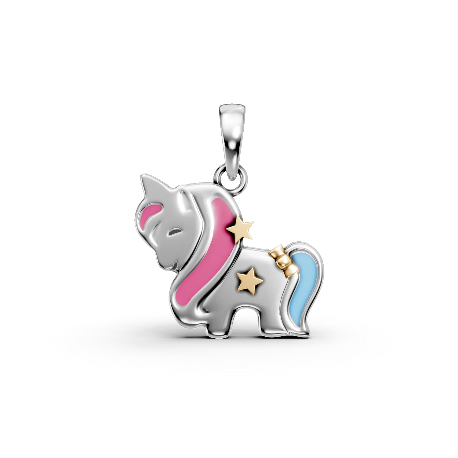 Pandantiv unicorn din aur alb pentru copii
