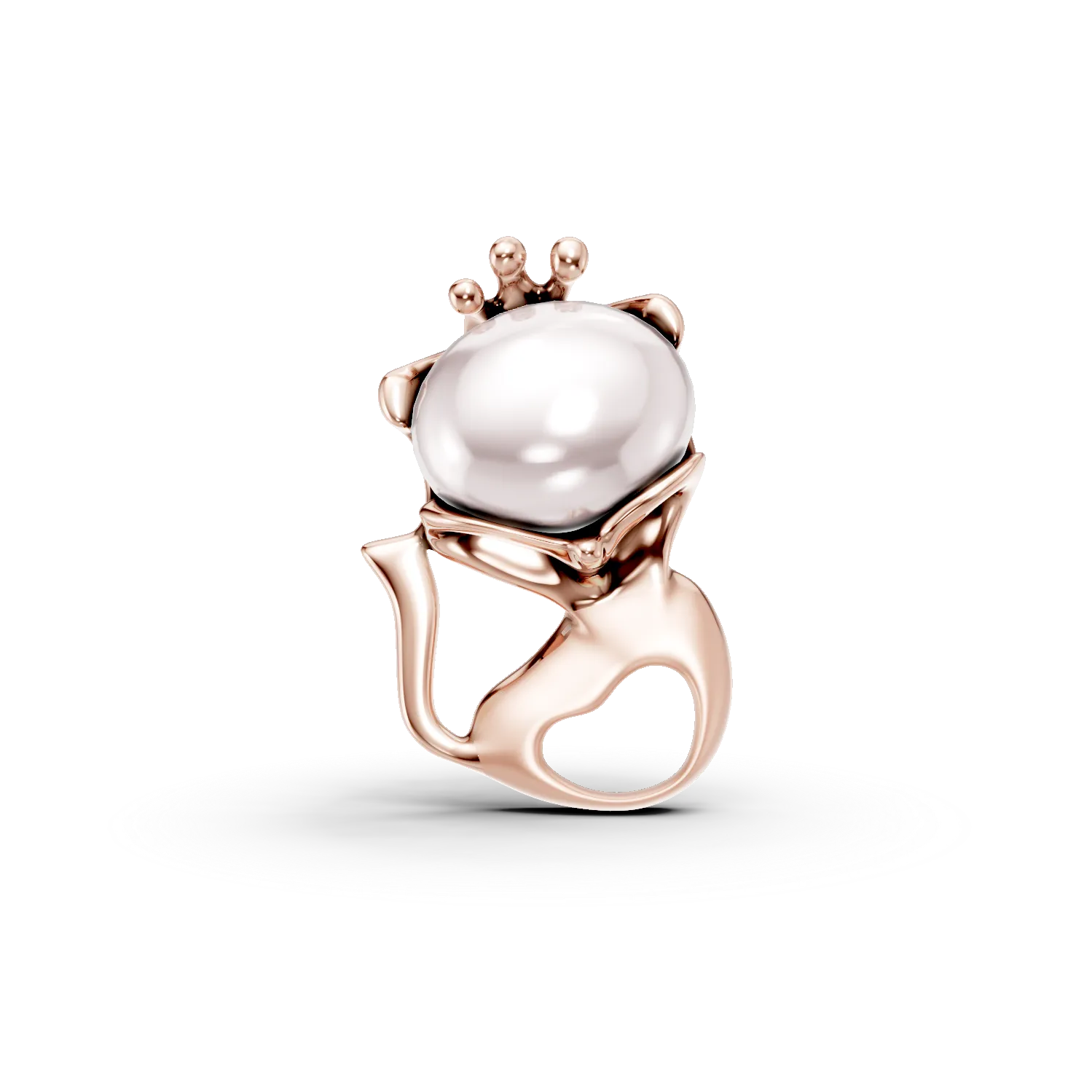 Pandant pisicuta din aur roz cu cuartz trandafiriu de 0.4ct pentru copii