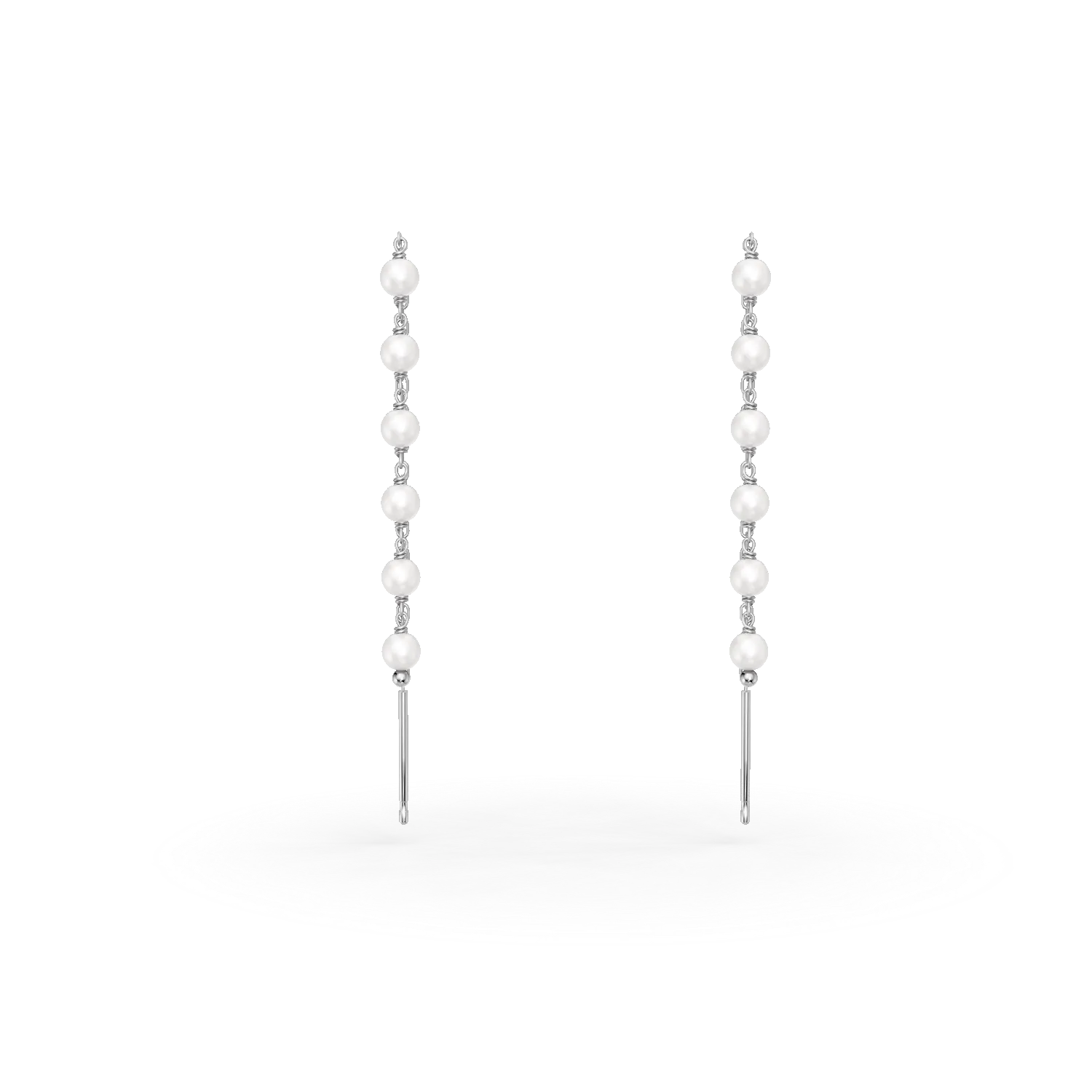 Cercei lungi din argint cu perle sintetice