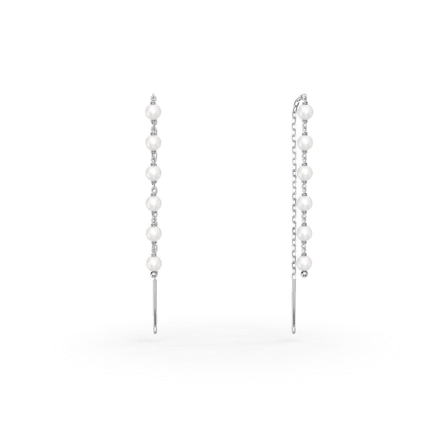Cercei lungi din argint cu perle sintetice