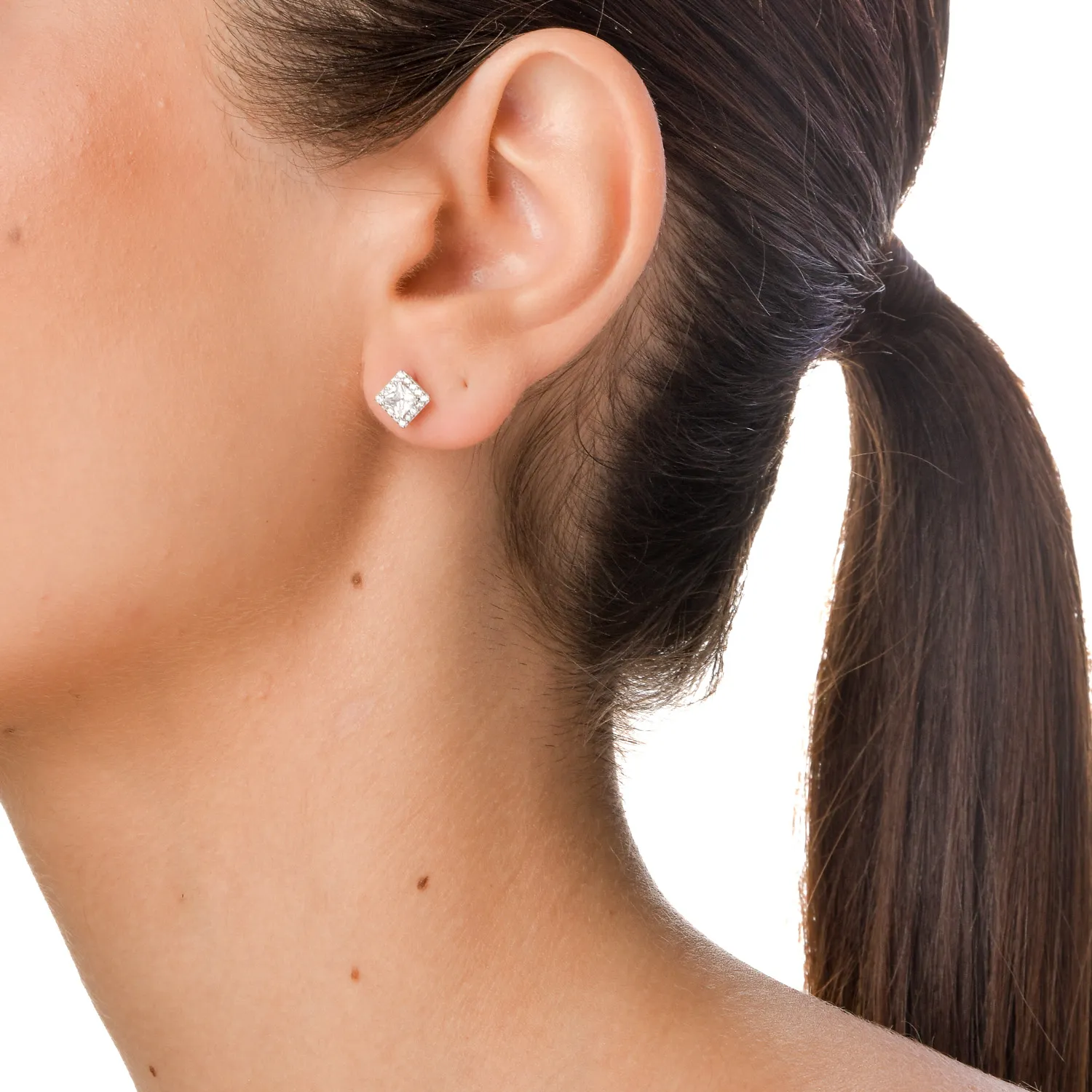 Cercei stud din argint cu zirconii - imagine 3