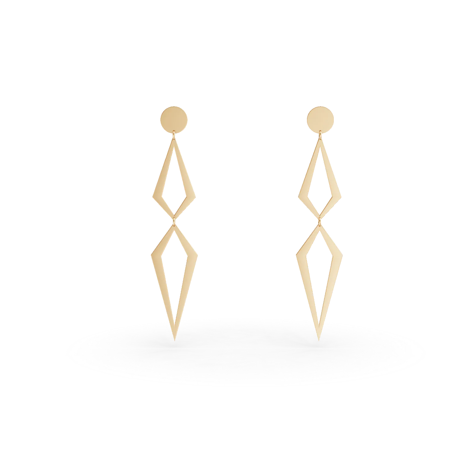 Cercei geometrici din argint galben