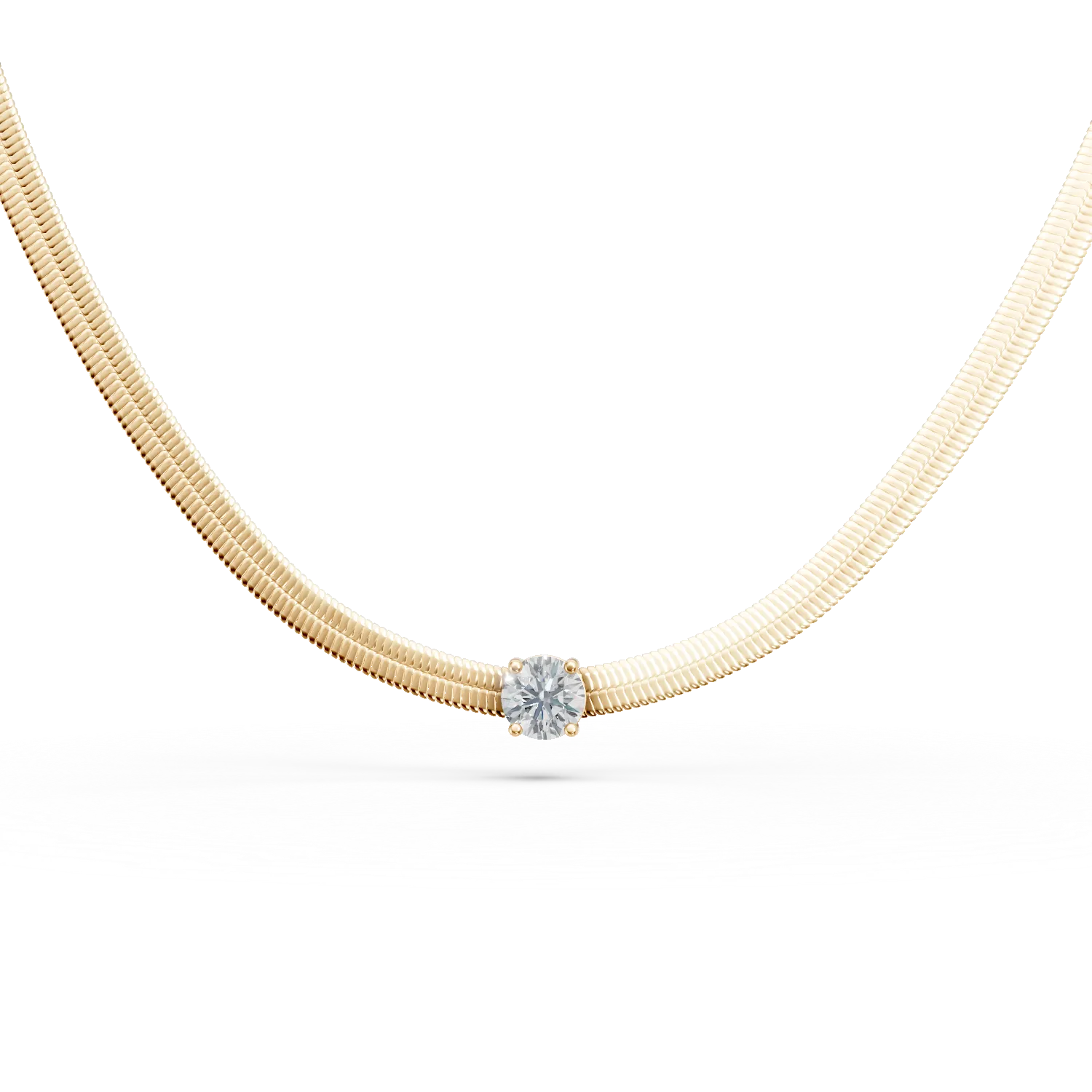 Lant cu pandantiv din argint galben cu zirconia solitaire