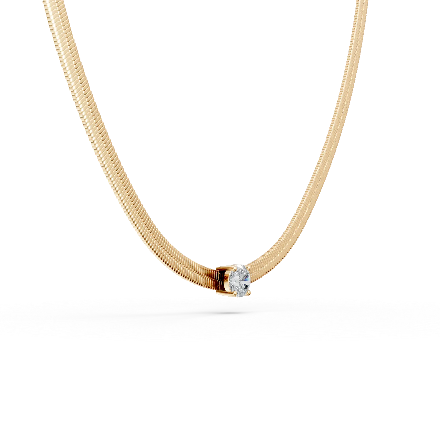 Lant cu pandantiv din argint galben cu zirconia solitaire