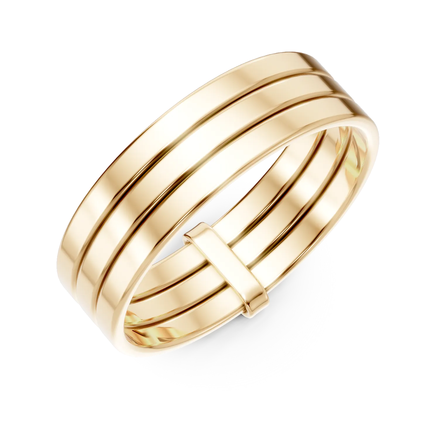 Inel geometric din argint galben