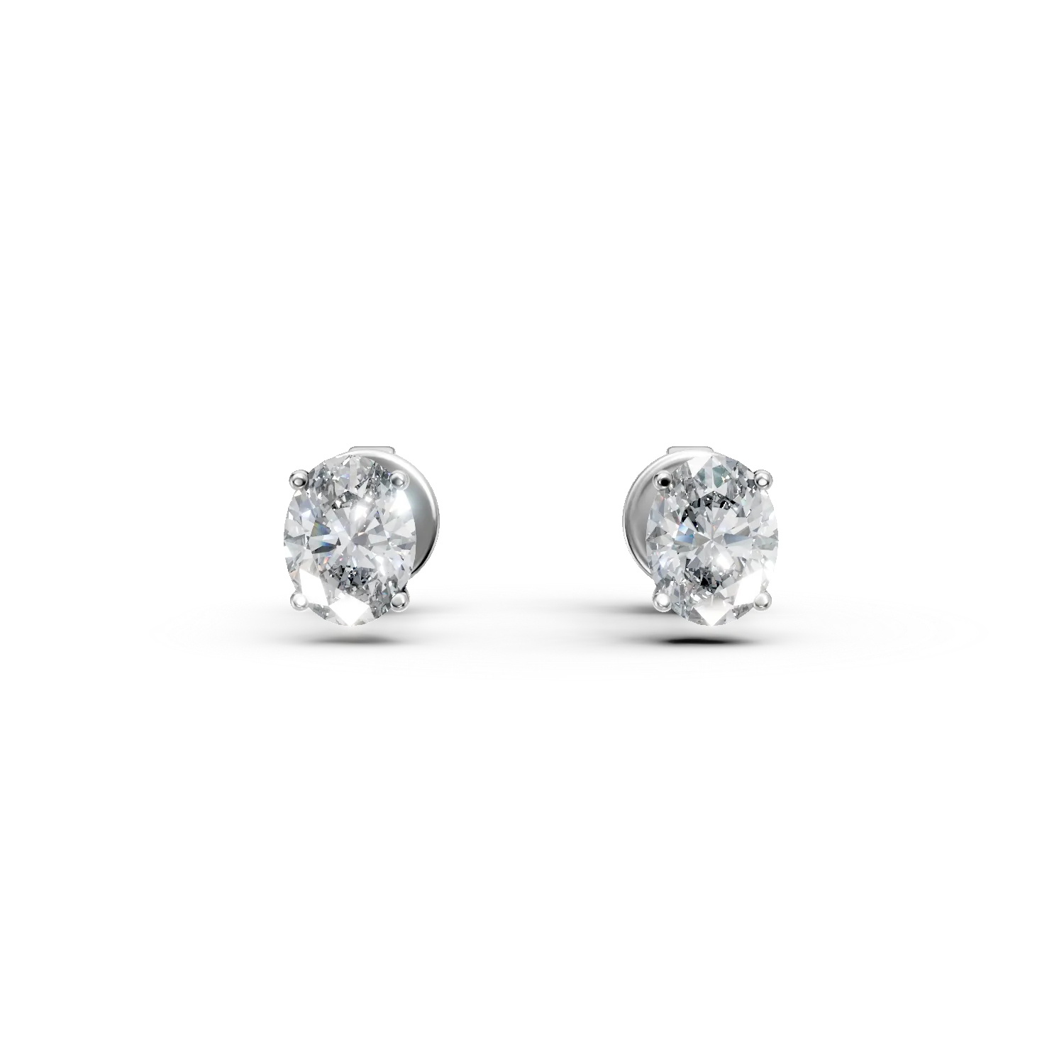 Cercei din aur alb cu diamante solitaire de 0.8ct create in laborator taietura ovala