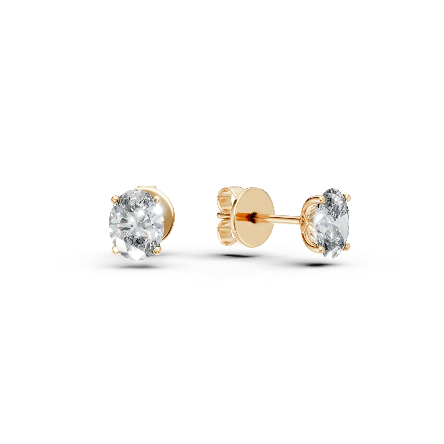 Cercei din aur galben cu diamante de 0.8ct create in laborator